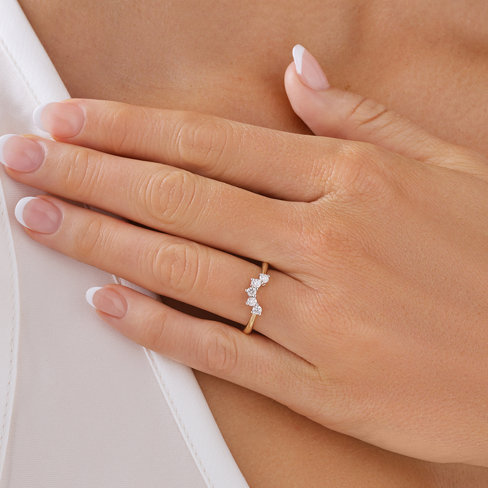 Alliance en or jaune et blanc 14 carats avec diamants de 0,25 carat