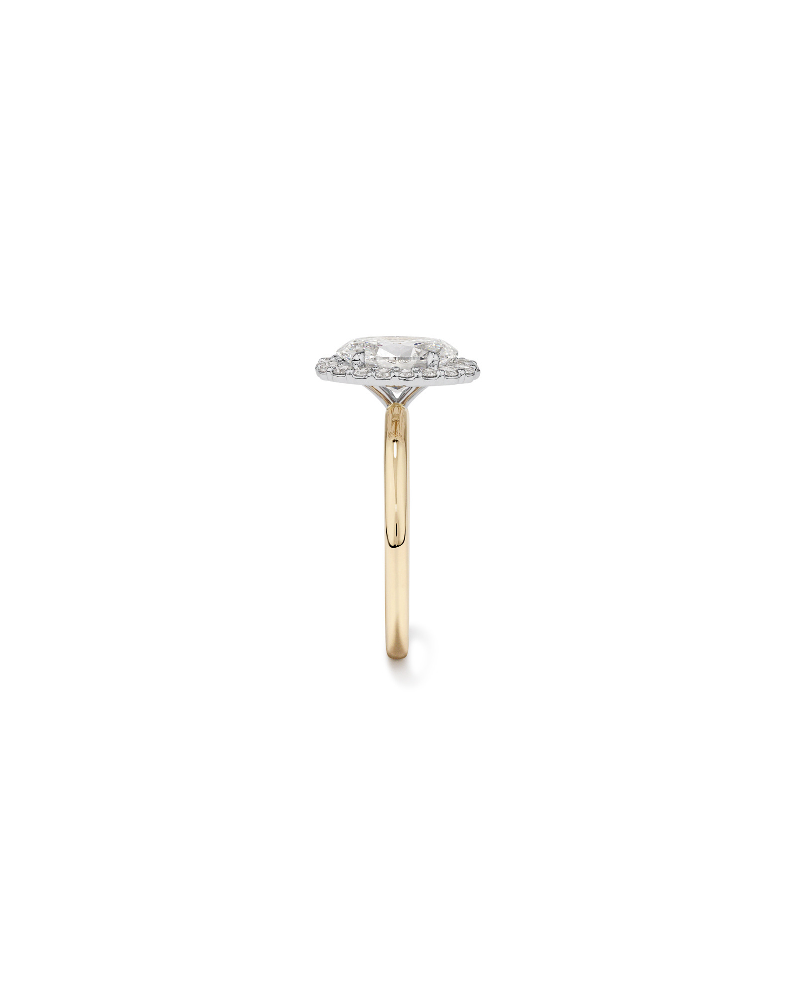 2.34 Carat TW Oval Cut Laboratory-Grown Diamond Halo Engagement Ring 14kt Yellow and White Gold
