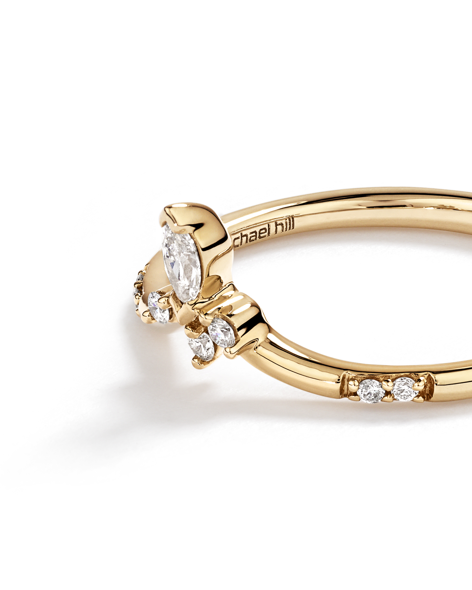 Bague de mariage contournée de 0,14 carat TW en diamants ronds brillants et marquise en or jaune 14 carats