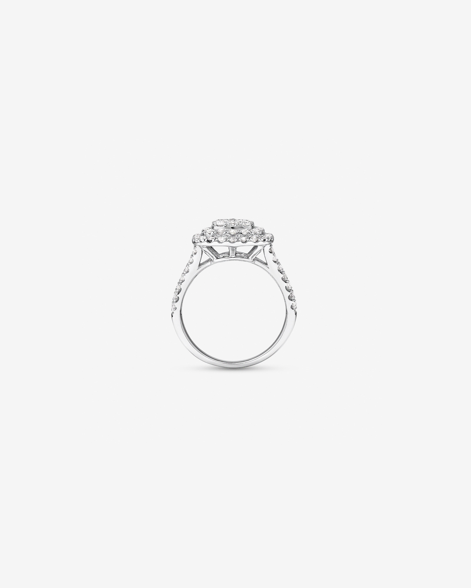 1.30 Carat TW Cushion Shaped Cluster Halo Diamond Ring in 10kt White Gold