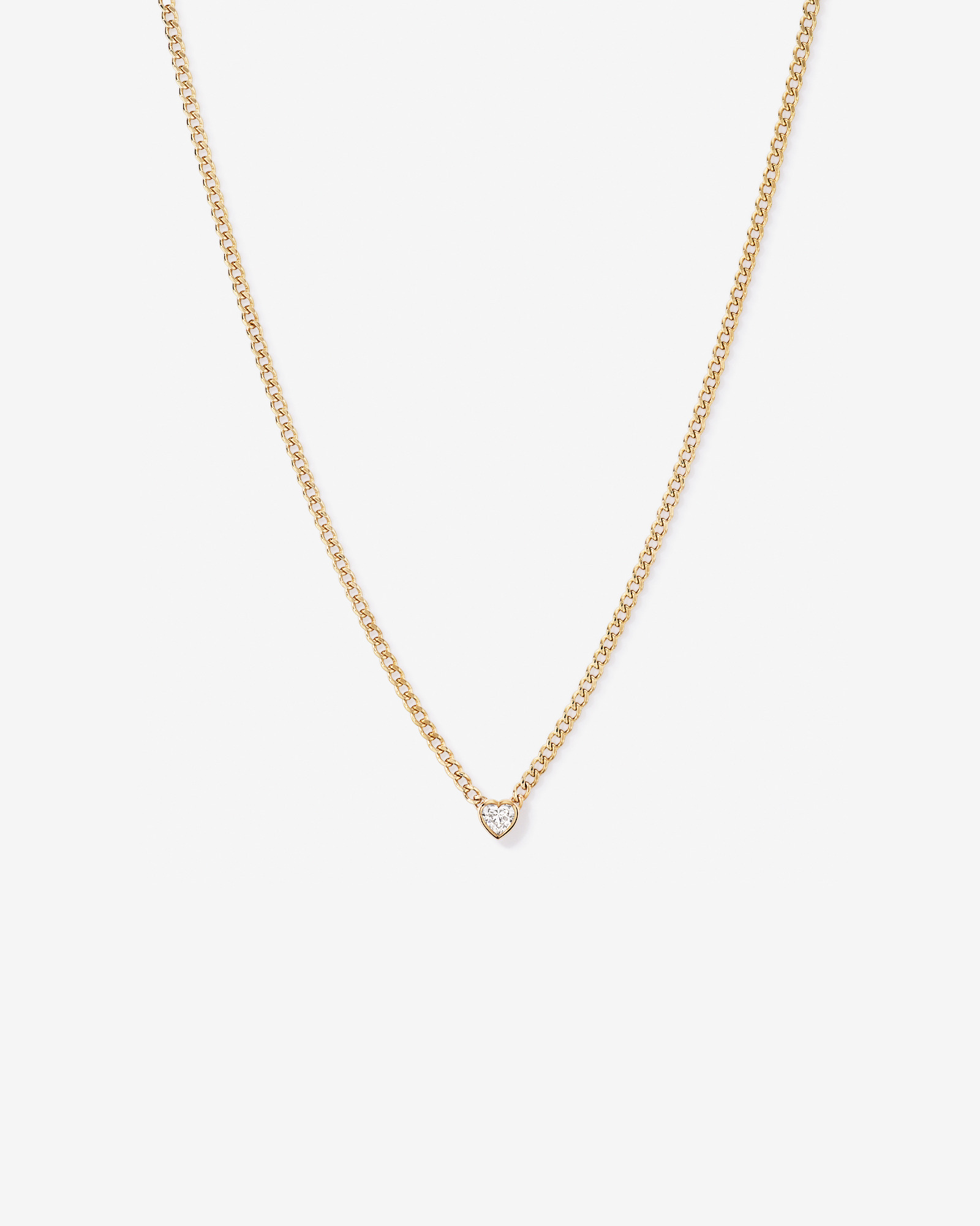 1.00 Carat TW Laboratory-Grown Diamond Heart Chain Necklace in 10kt Yellow Gold
