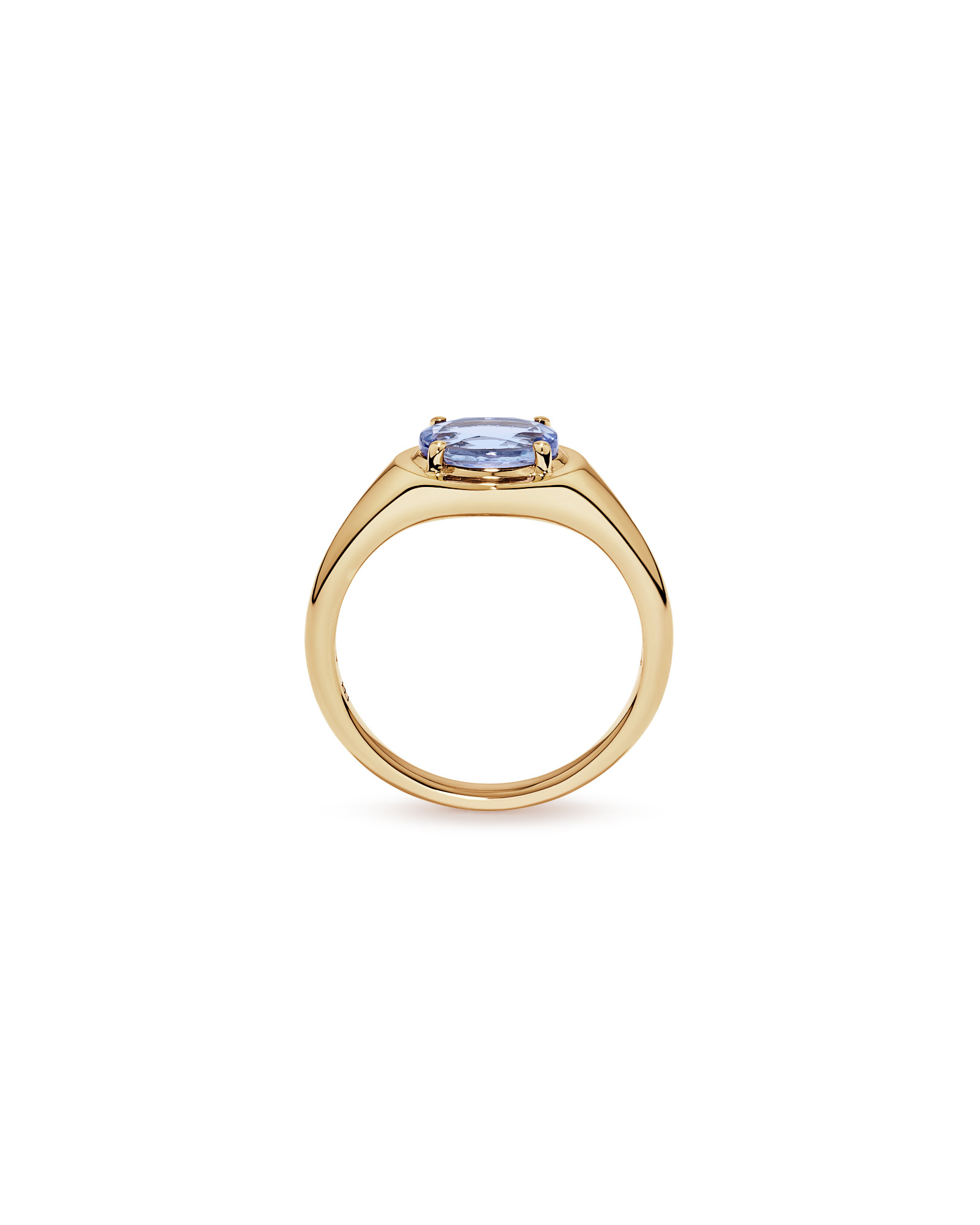 Oval Cut Tanzanite East-to-West Set Ring 10kt Yellow Gold