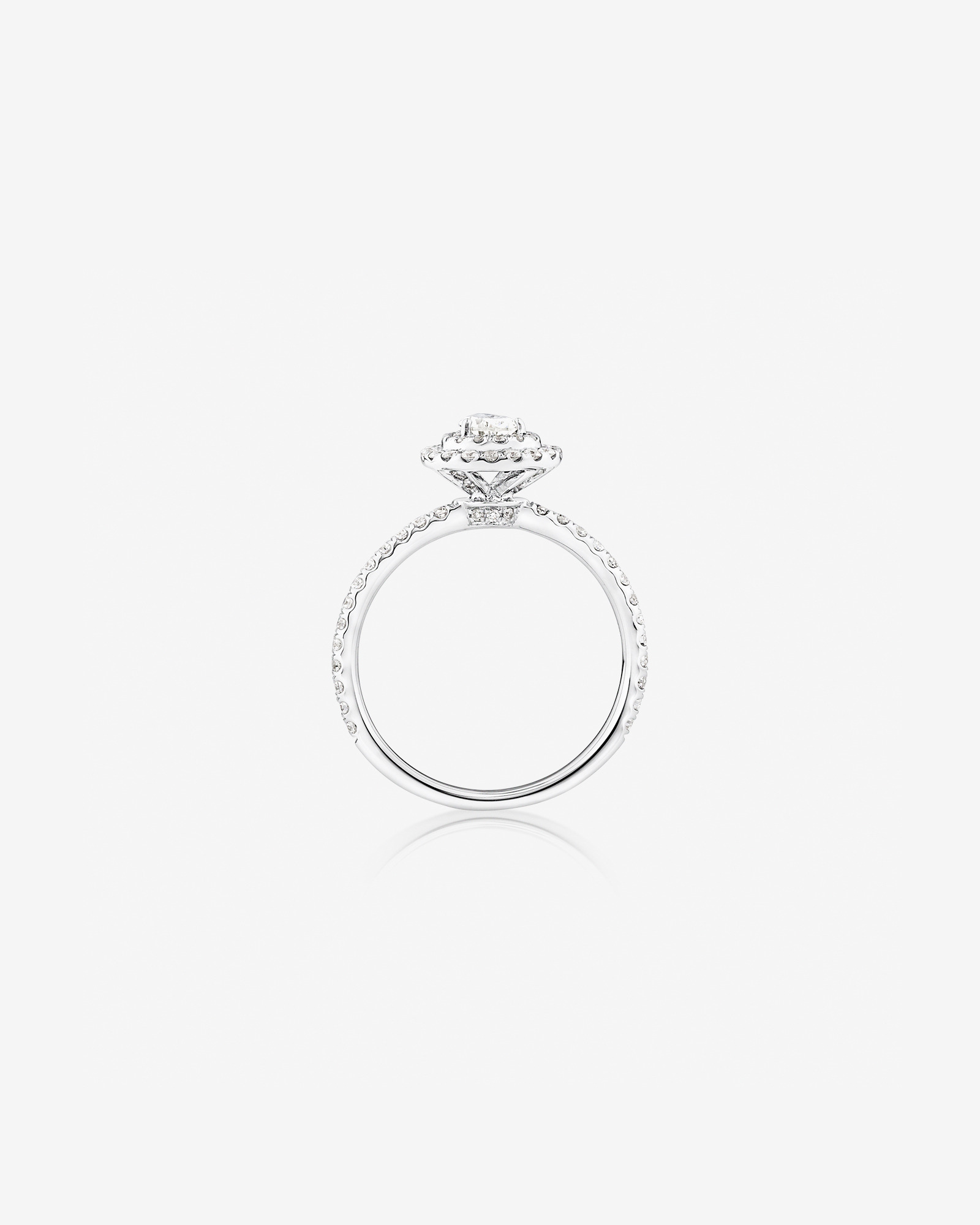 Double Halo Ring with 0.71 Carat TW of Diamonds in 18kt White Gold