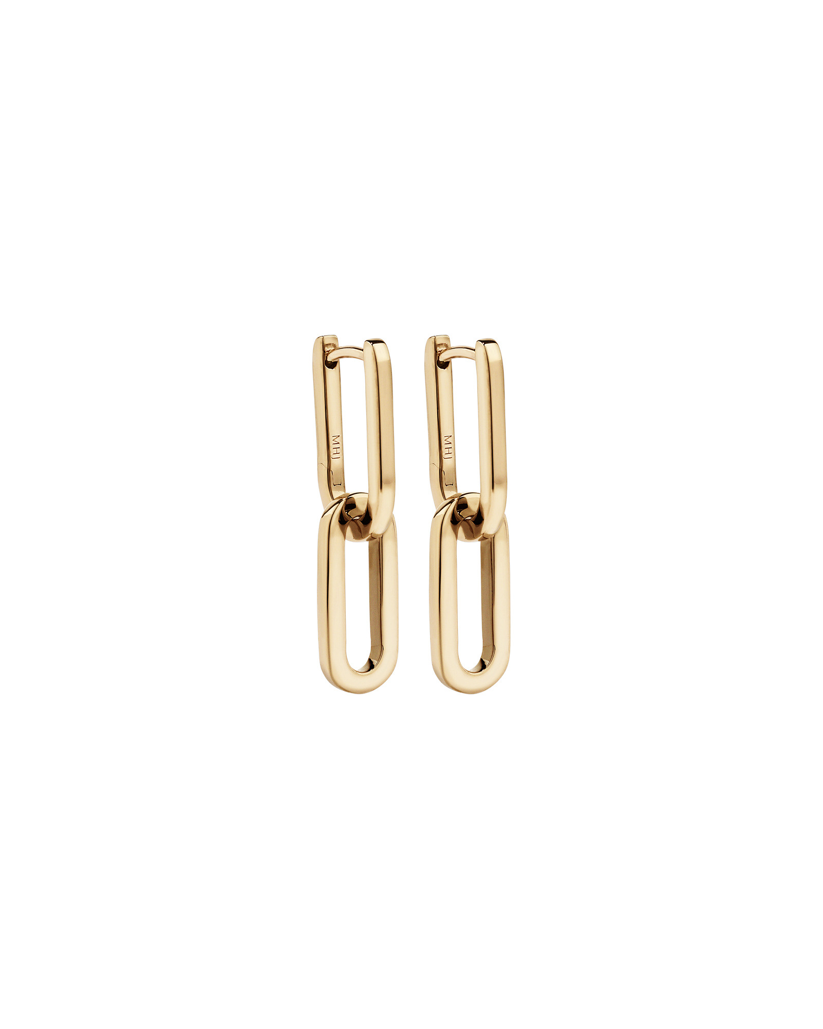Boucles d'oreilles pendantes Huggie en forme de trombone en or jaune 10 kt