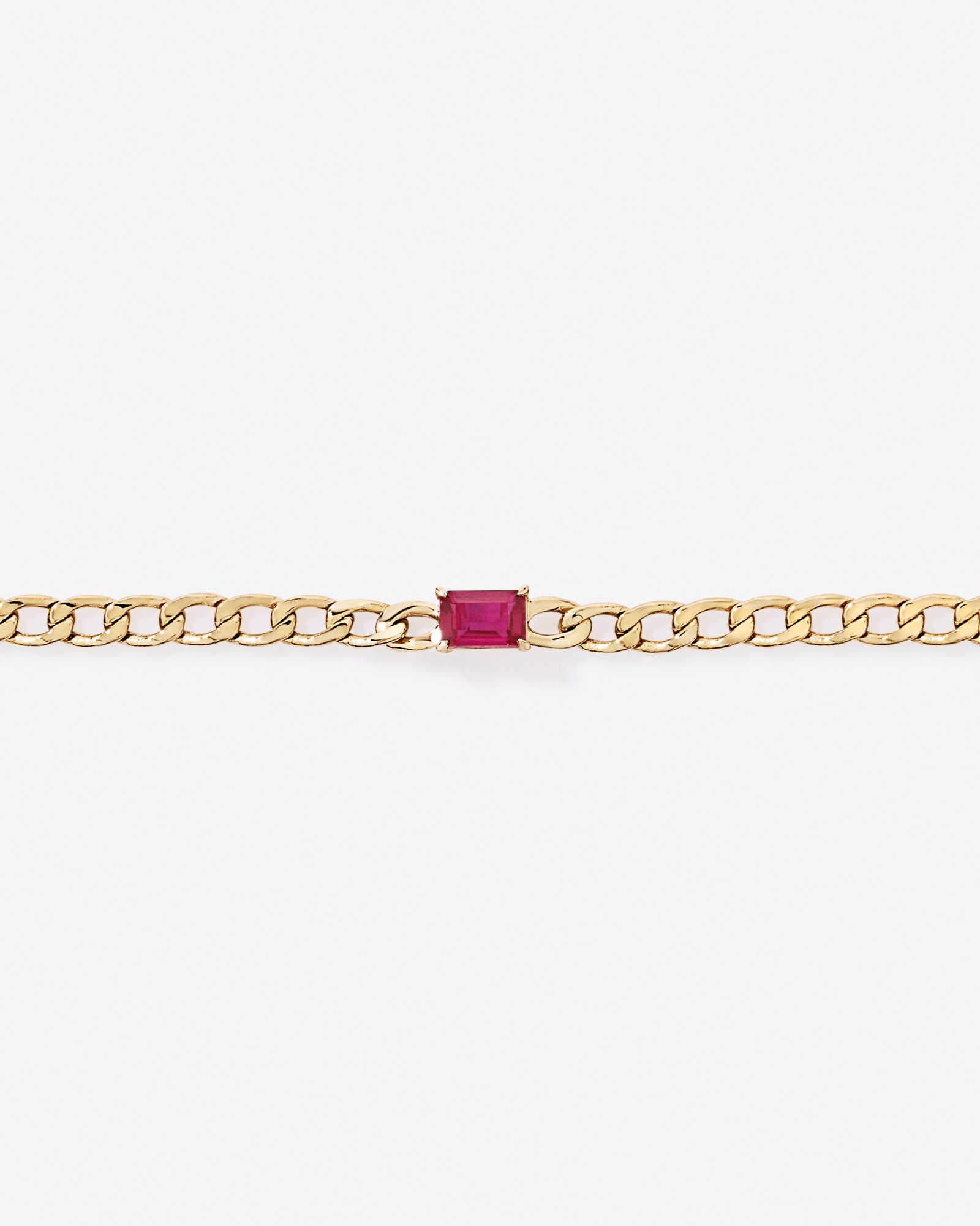 Created Ruby Curb Link Bracelet in 10kt Yellow Gold