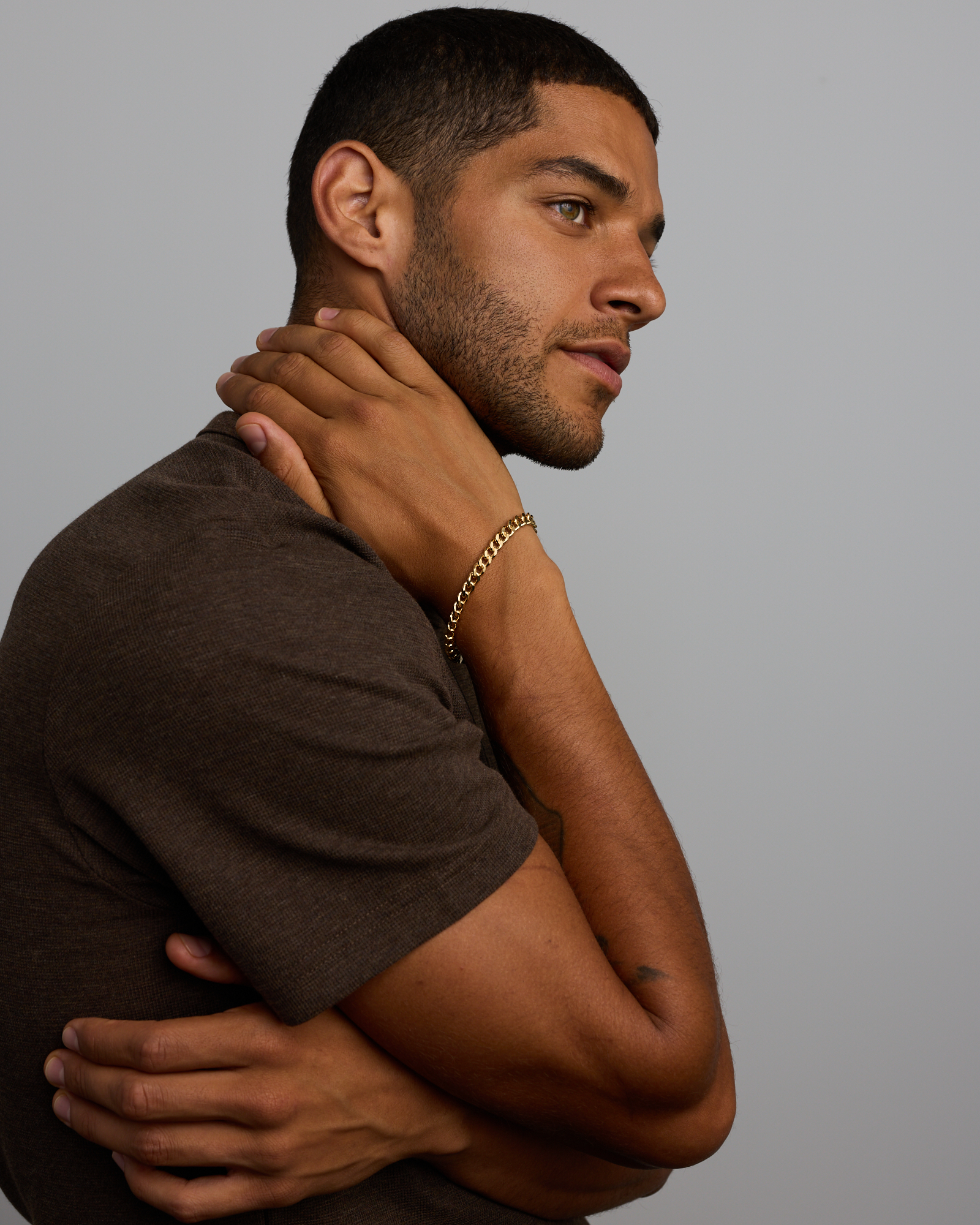 21cm (22") 6.8mm Width Semi Solid Diamond Cut Curb Bracelet in 10kt Yellow Gold