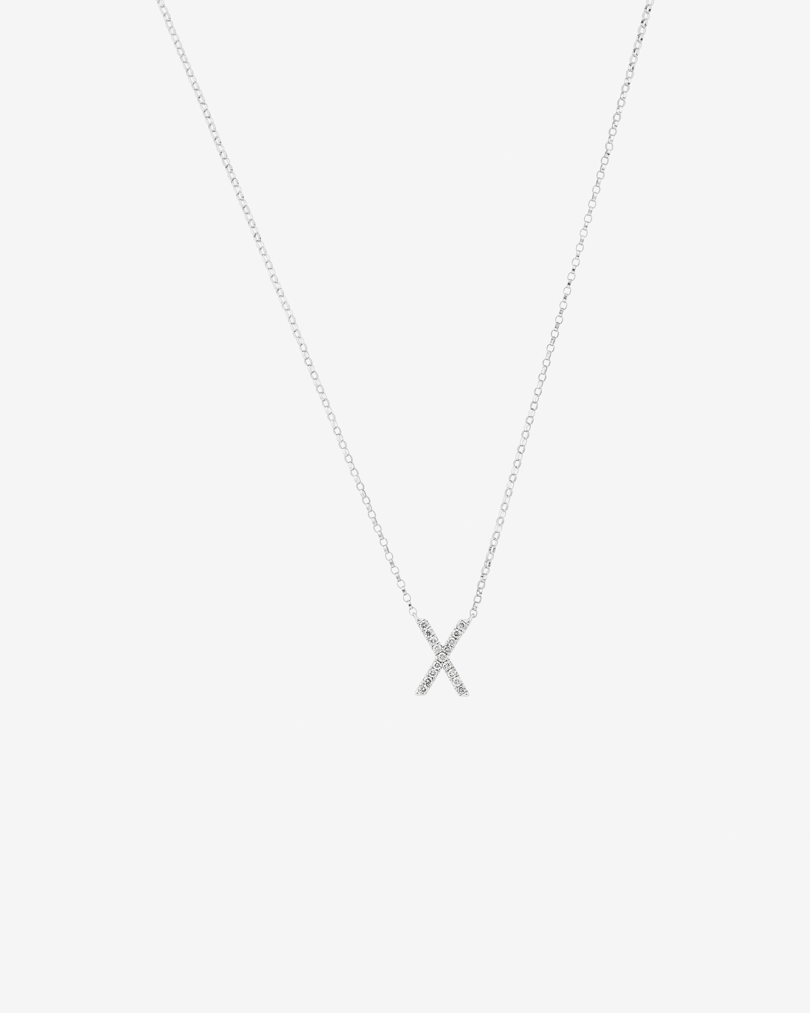 X Initial Necklace with 0.10 Carat TW of Diamonds in 10kt White Gold