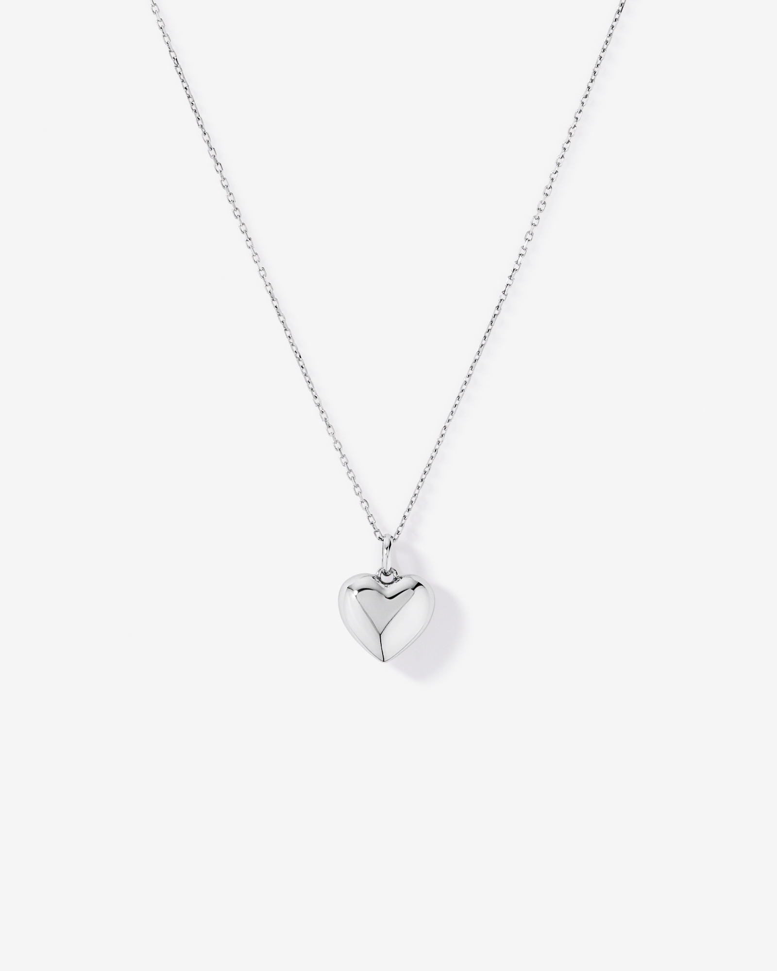 Pendentif en forme de cœur gonflé avec chaîne de 45 cm en argent sterling