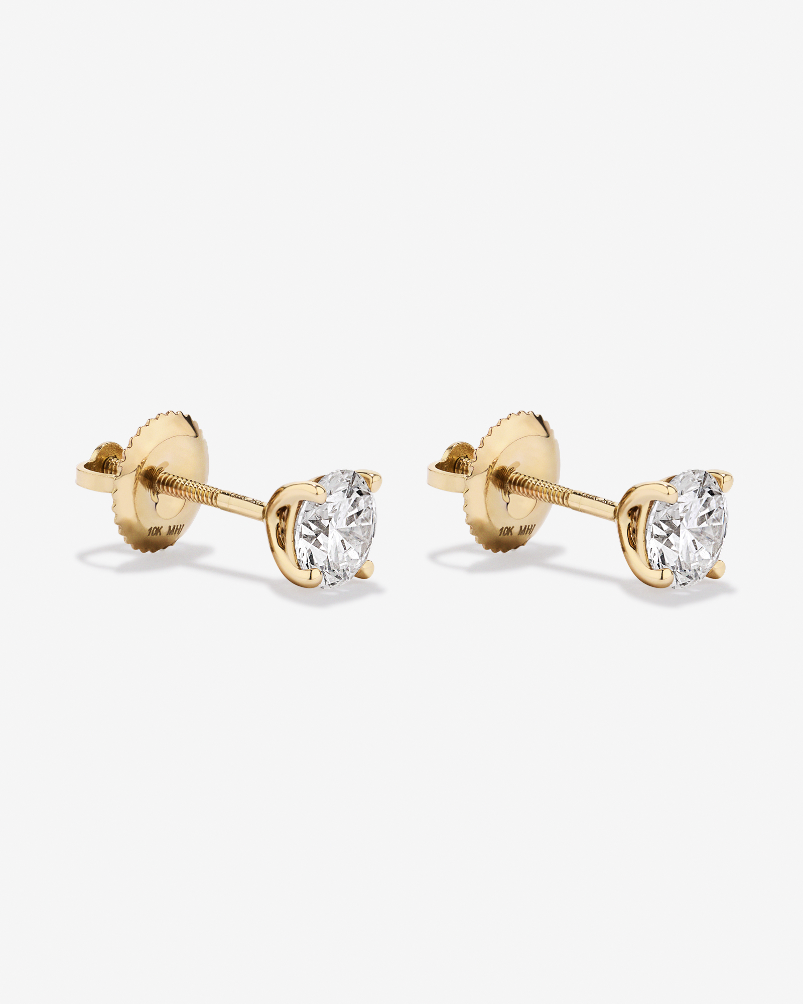 1.00TW Lab Diamond Solitaire Stud Earrings in 10kt Gold