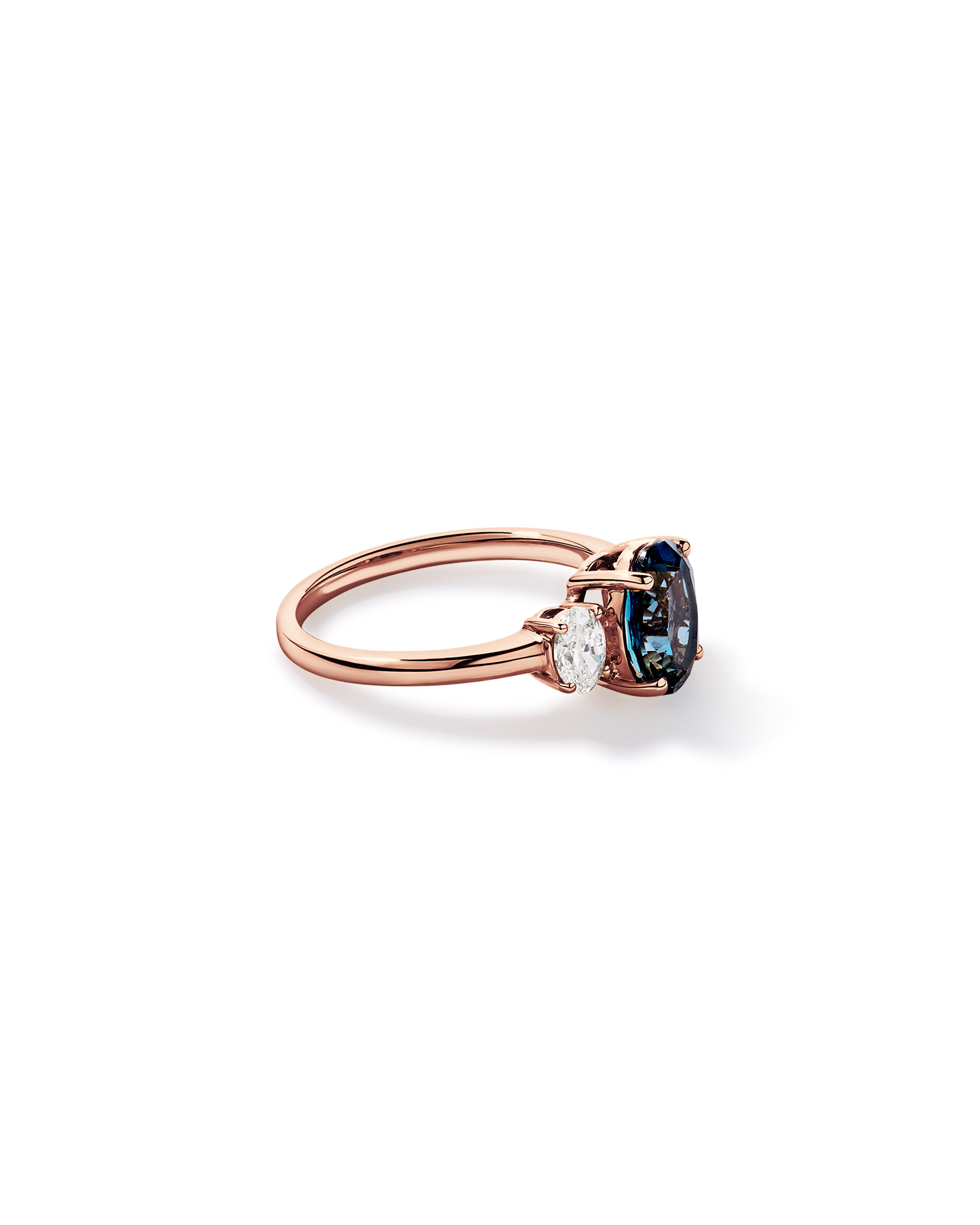London Blue Topaz Ring with .46 Carat TW Diamonds 14kt Rose Gold