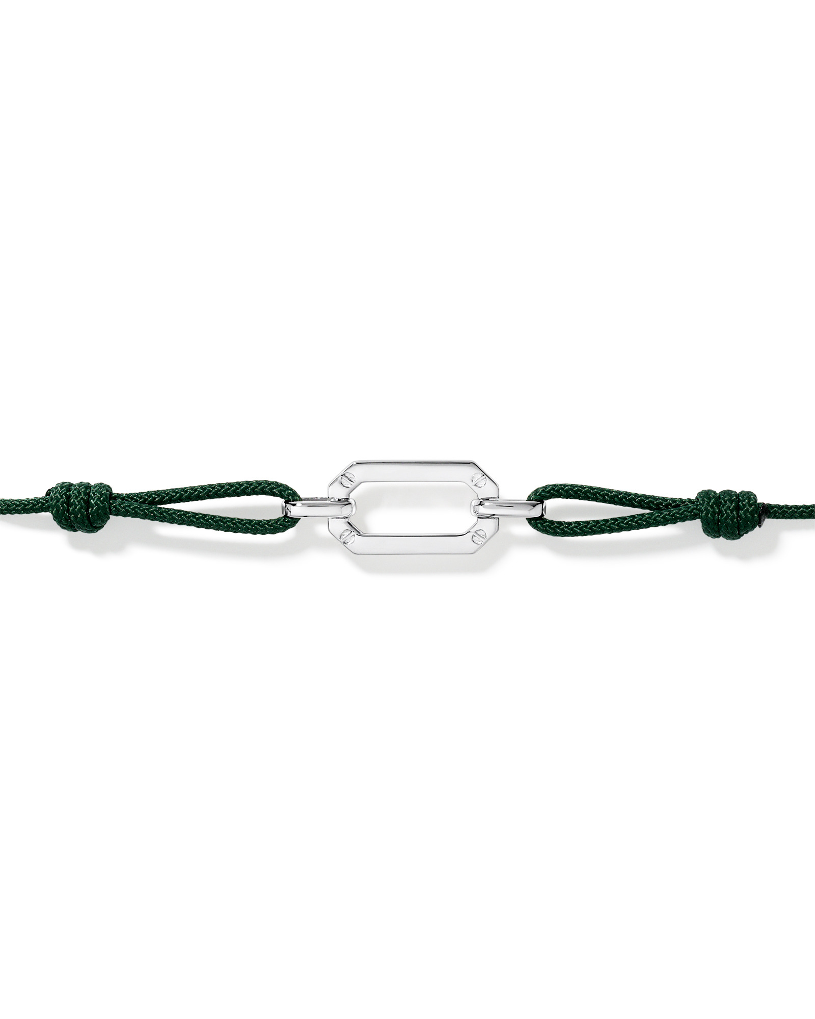 Green Cord Double Knotted Bracelet in Sterling Silver