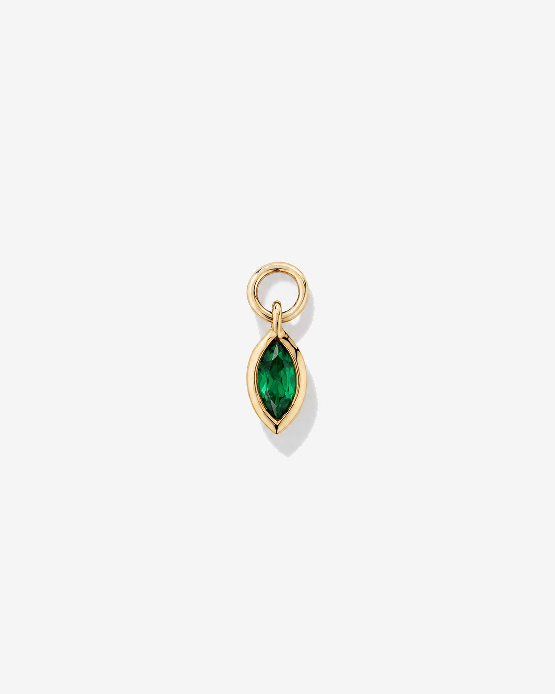 Emerald Single Earring Charm in 10kt Yellow Gold