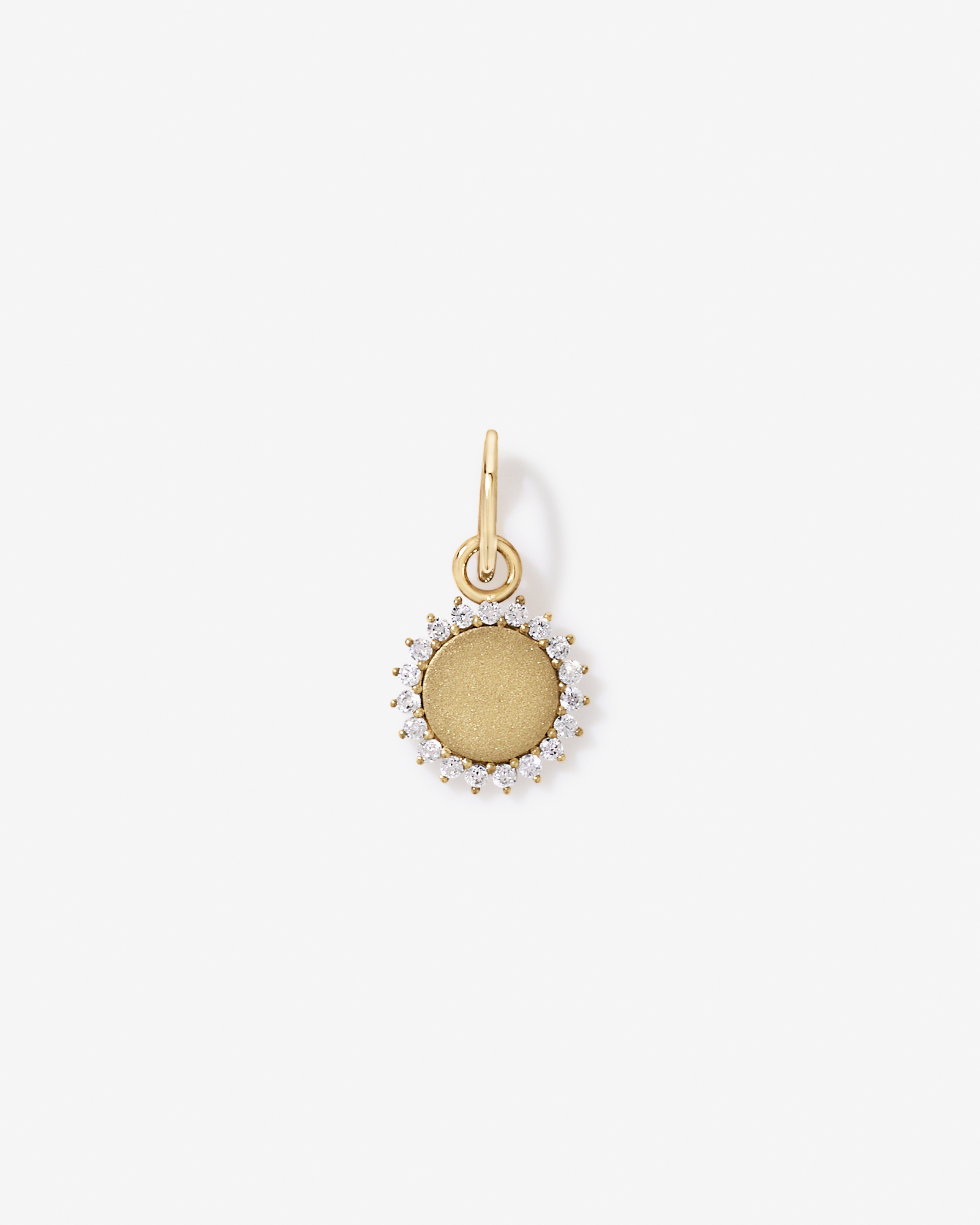 Engravable Sun Micro Pendant with Cubic Zirconia in 10kt Yellow Gold