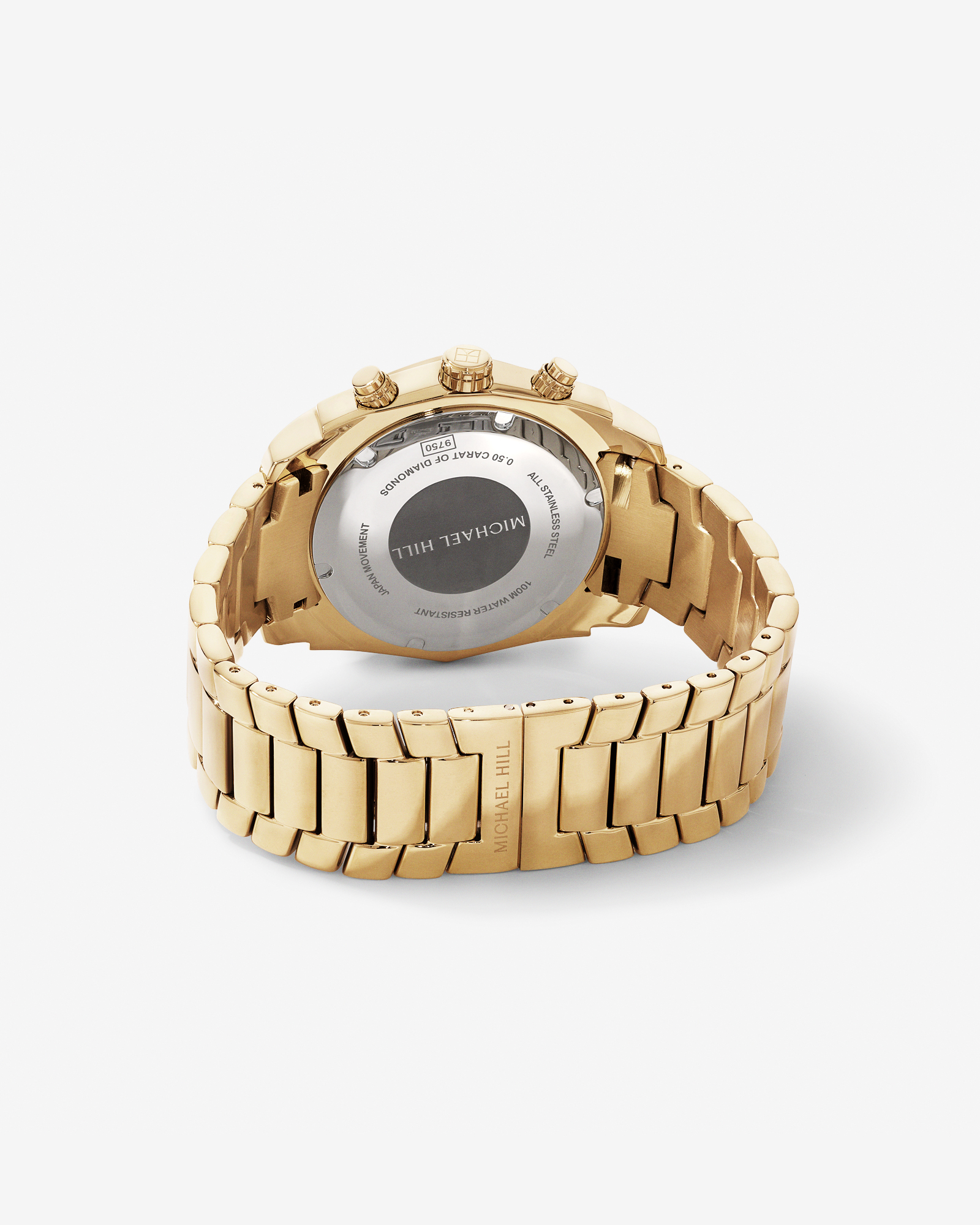 Montre chronographe solaire pour homme avec 0,50 carat TW de diamants en acier inoxydable doré