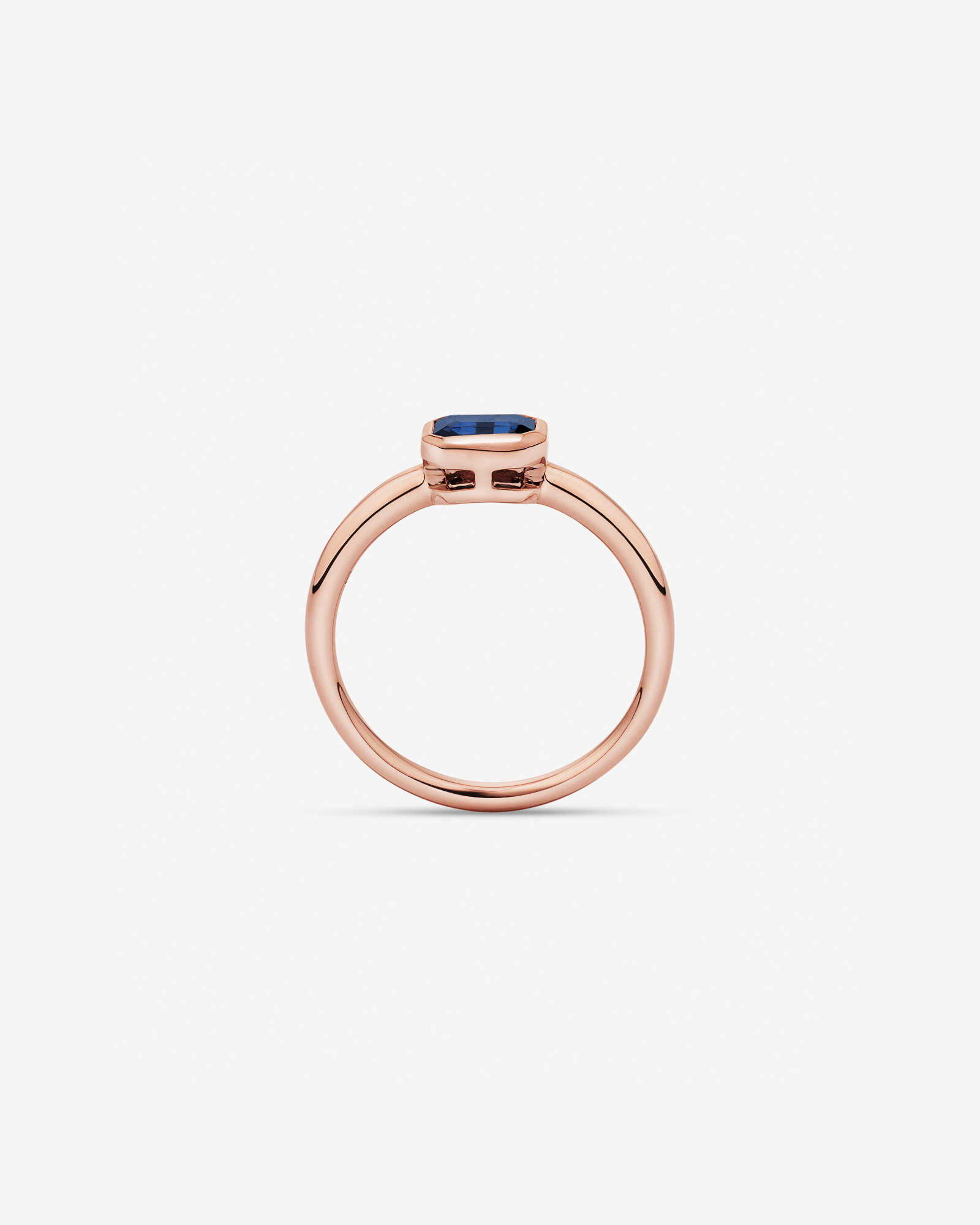 Australian Sapphire Emerald Cut Bezel Set Ring 10kt Rose Gold