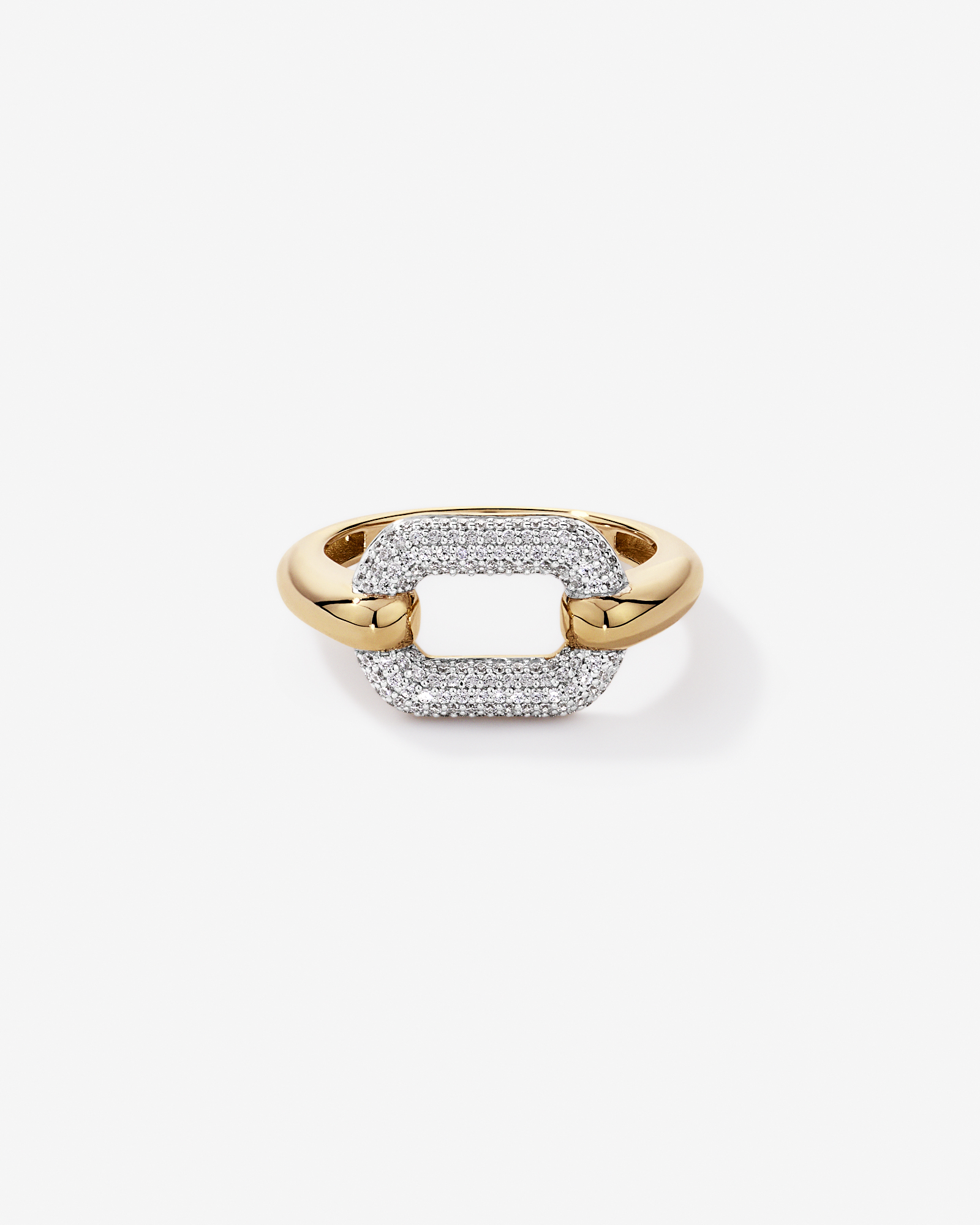 Anneau Luxe Links avec zirconie cubique en Vermeil 18 kt