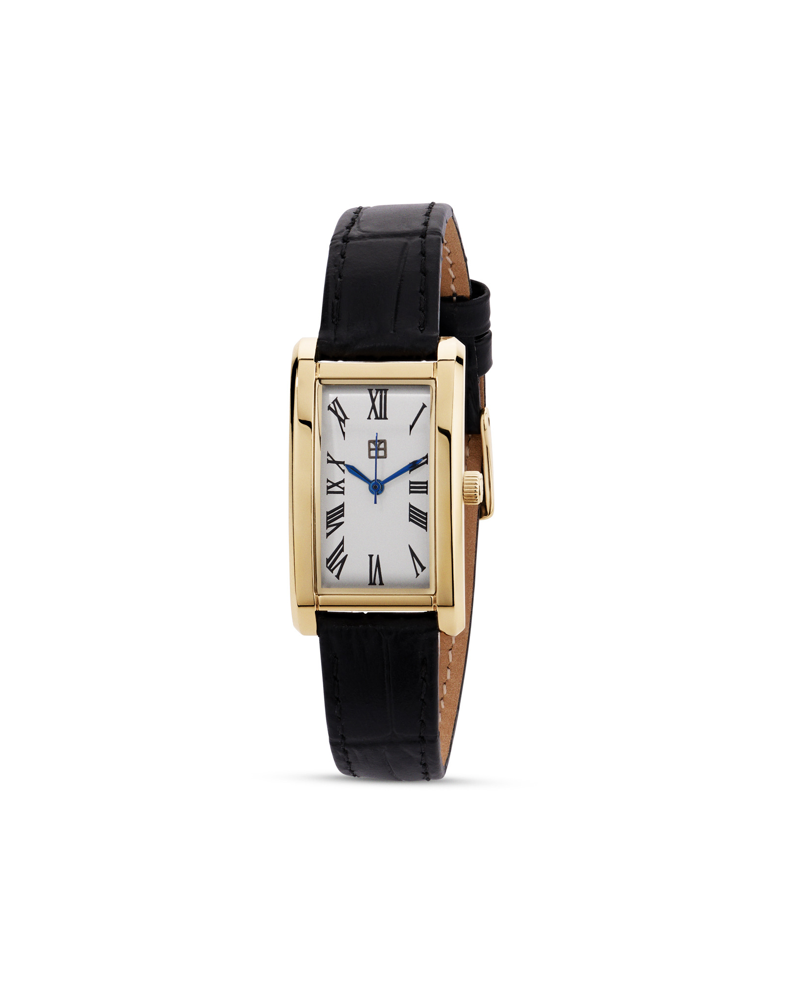 Women’s Black Leather Watch in Gold-Tone Stainless Steel