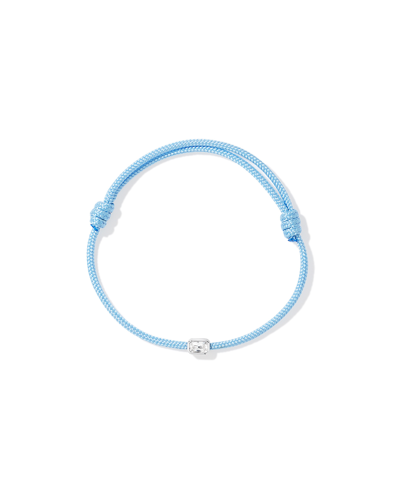 Emerald Cut Cubic Zirconia Cord Bracelet in Cool Blue