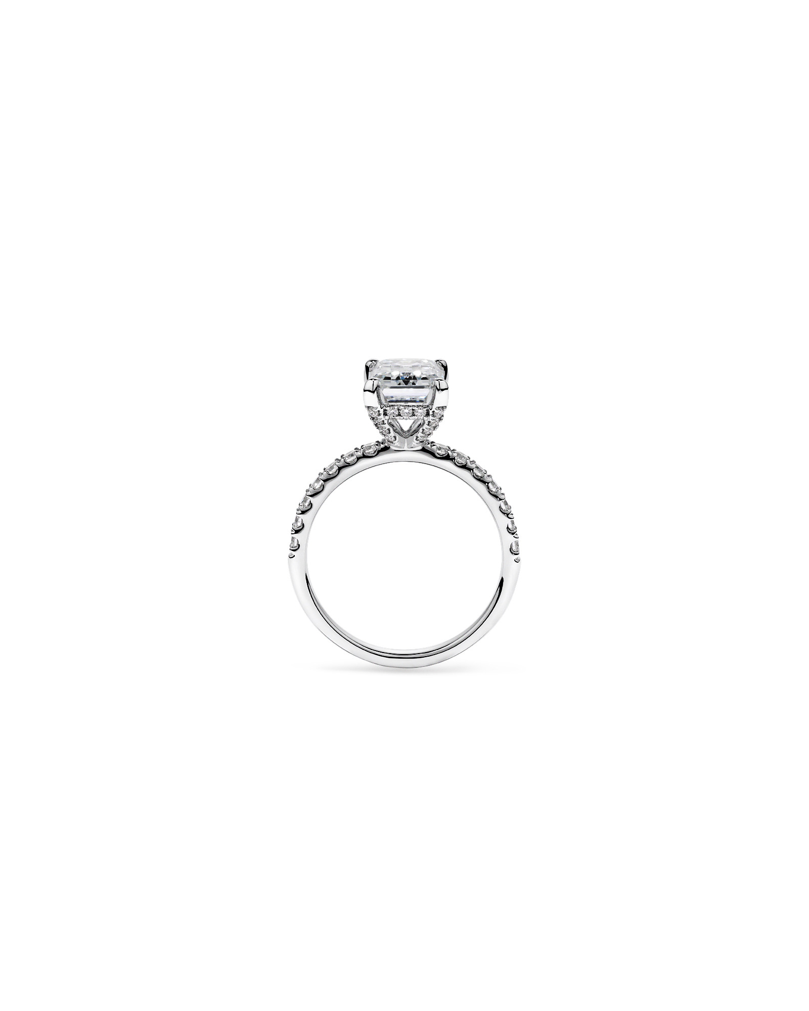 Bague de fiançailles en or blanc 18 carats avec diamant laboratoire taille émeraude 3,50