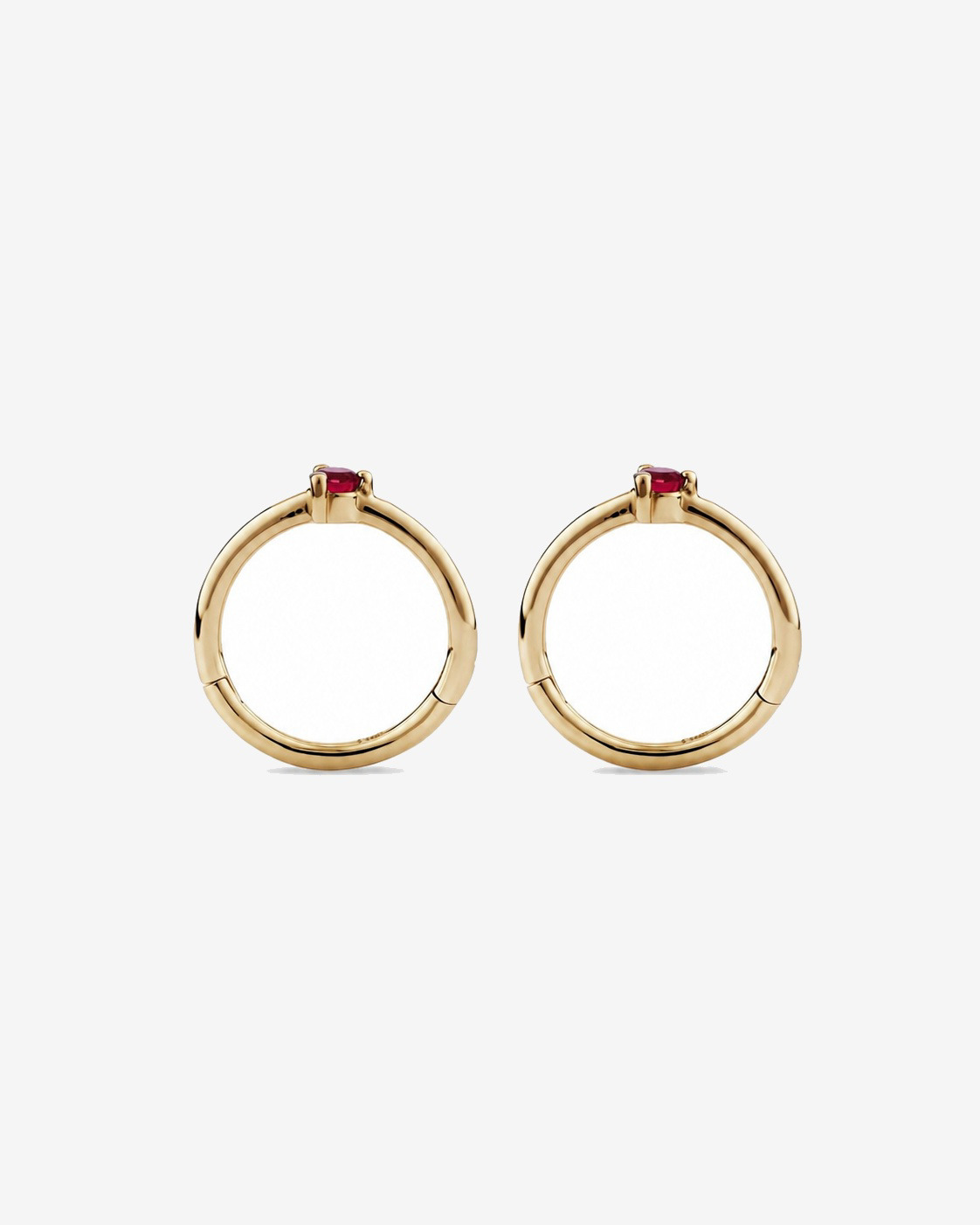 10mm Ruby Accent Sleepers in 10kt Yellow Gold