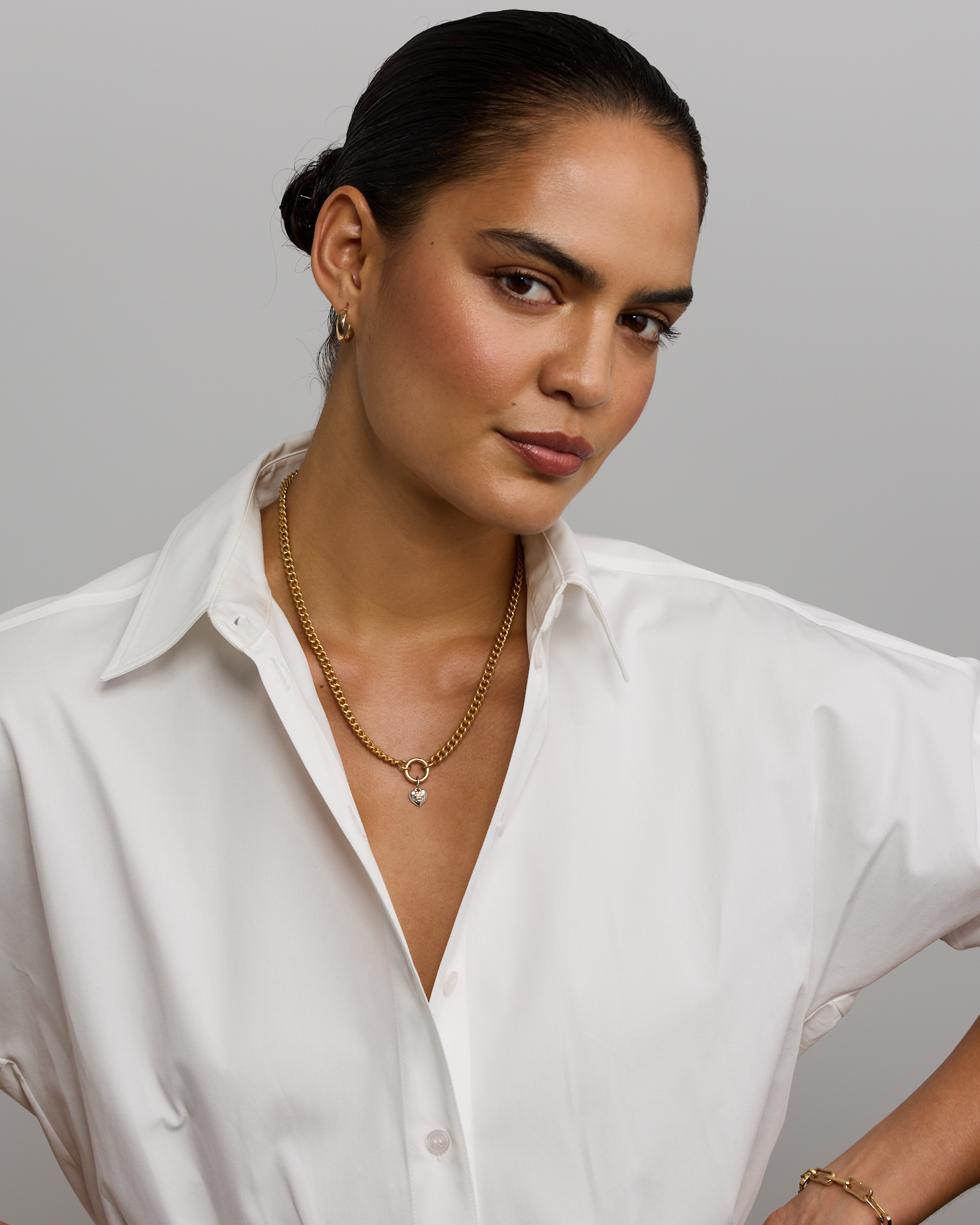 Pendentif en forme de cœur de la fête des Mères en argent sterling et or jaune 10 carats