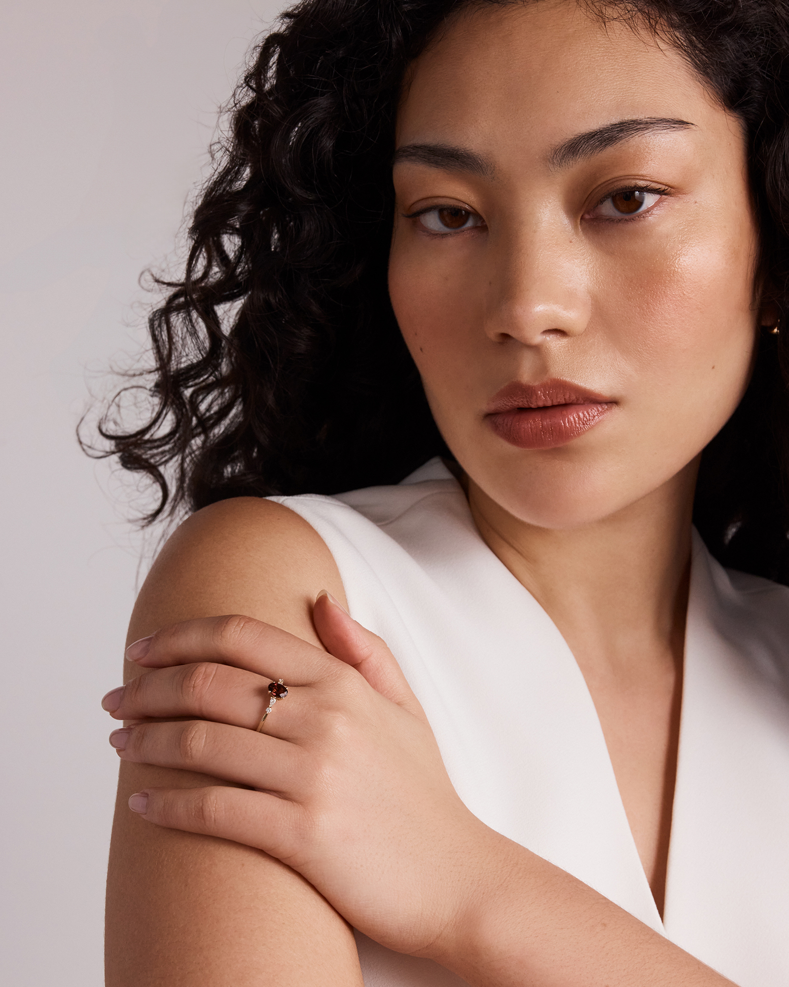 Oval-Cut Pink Tourmaline Scatter Ring with 0.10 Carat TW of Diamonds in 10kt Yellow Gold