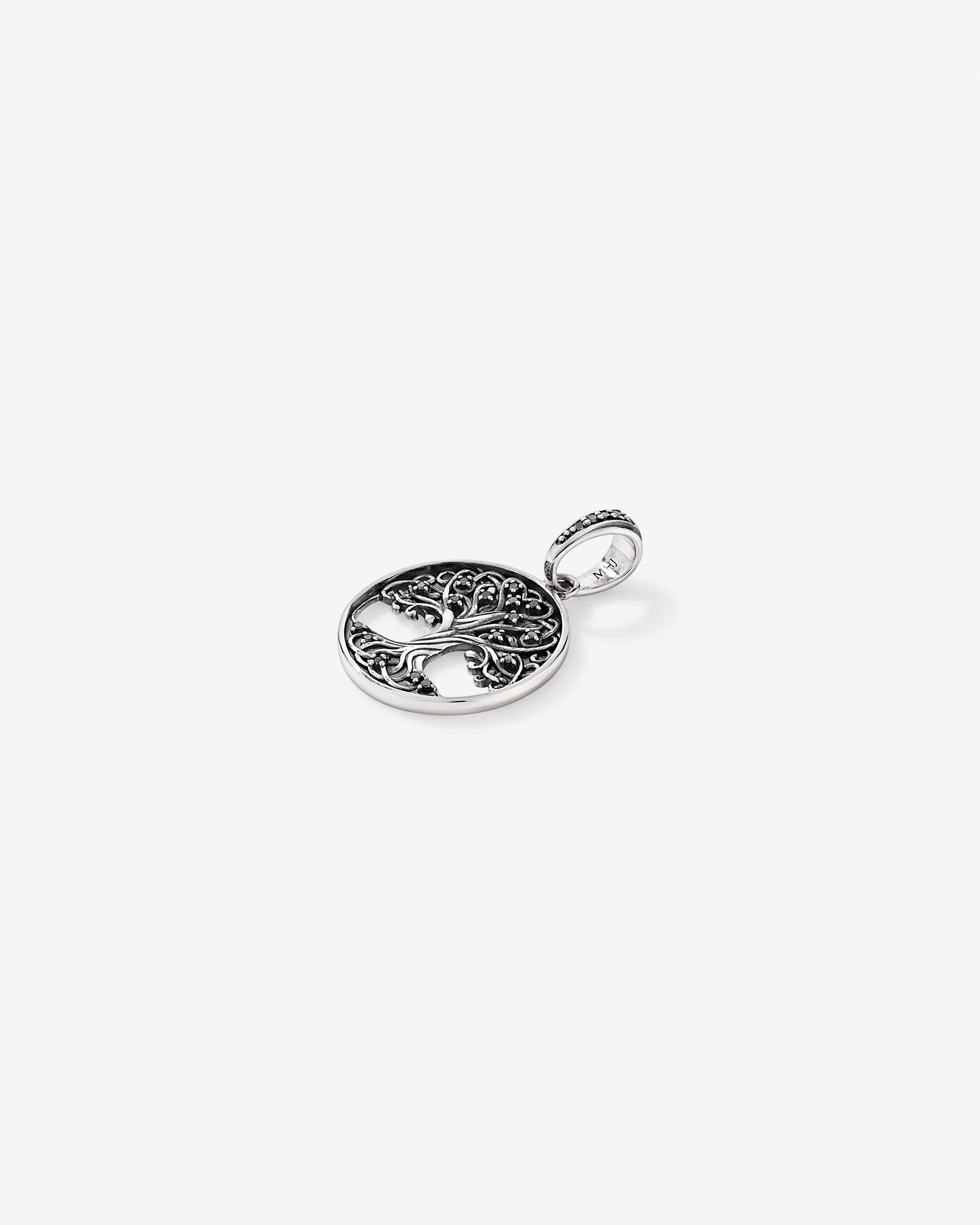 0.10 Carat TW Black Diamond Tree of Life Pendant in Sterling Silver