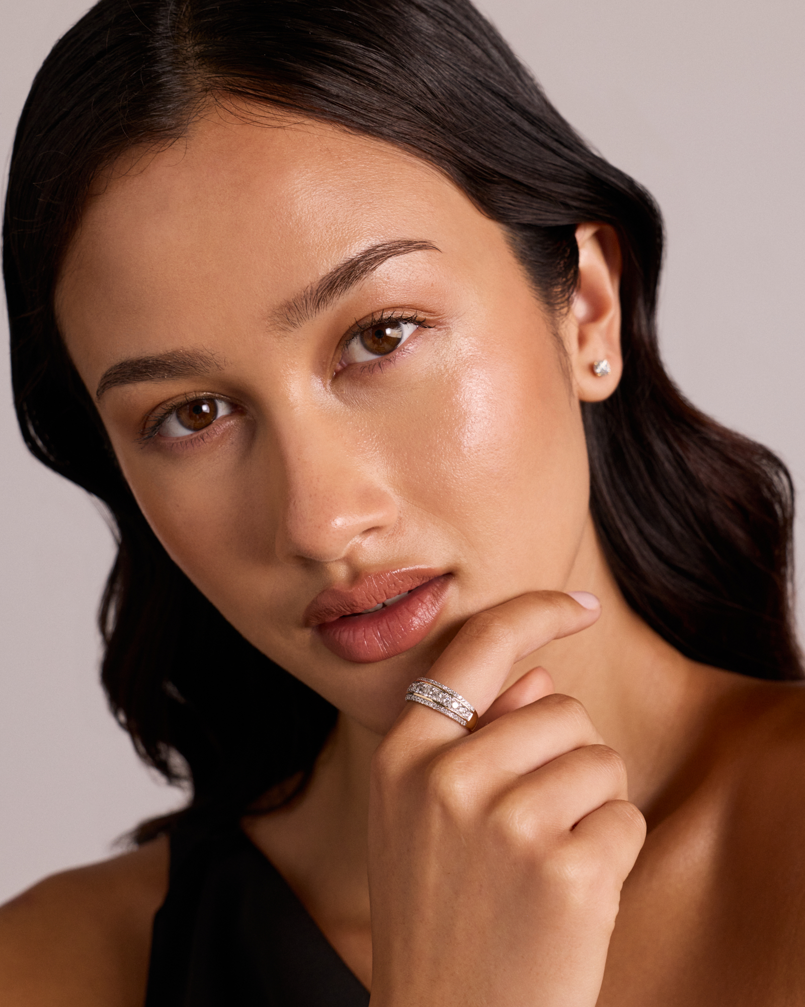 Three Row Ring with 1.00 Carat TW of Diamonds in 10kt Yellow Gold