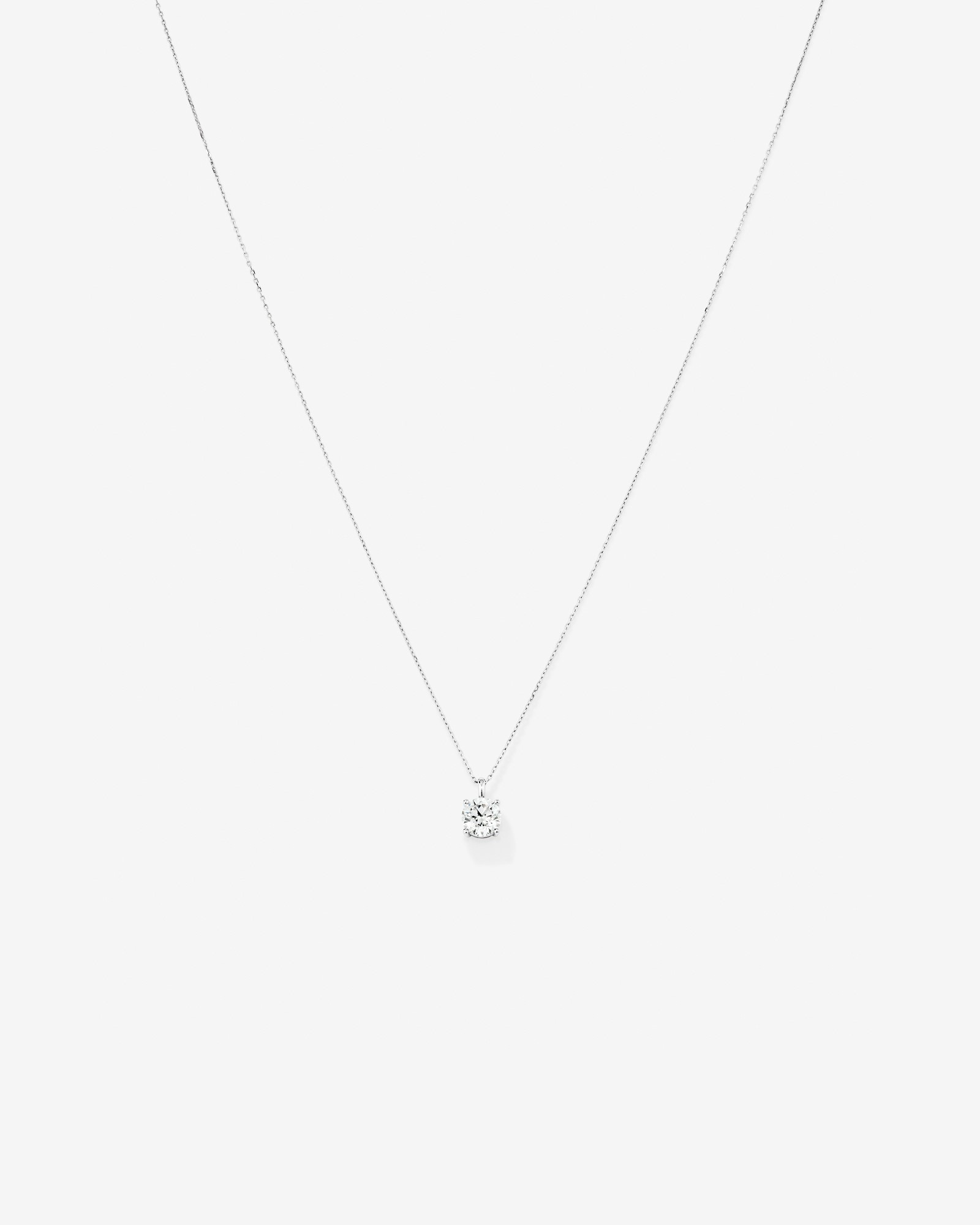 Pendentif solitaire en diamant cultivé en laboratoire TW de 1,00 carat en or blanc 14 carats
