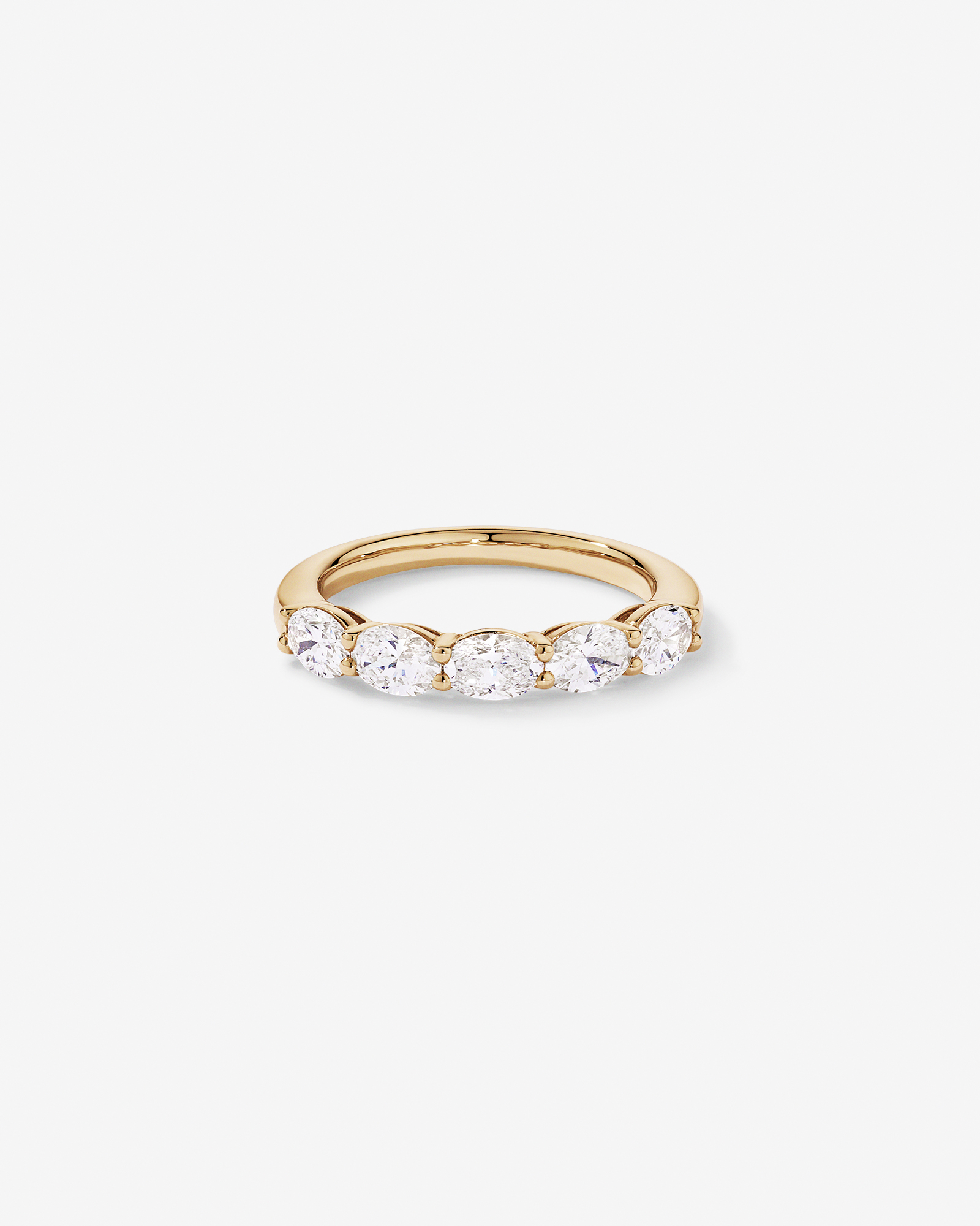 Bague de mariage en diamant ovale Est-Ouest 1,25 carat or jaune 14 carats