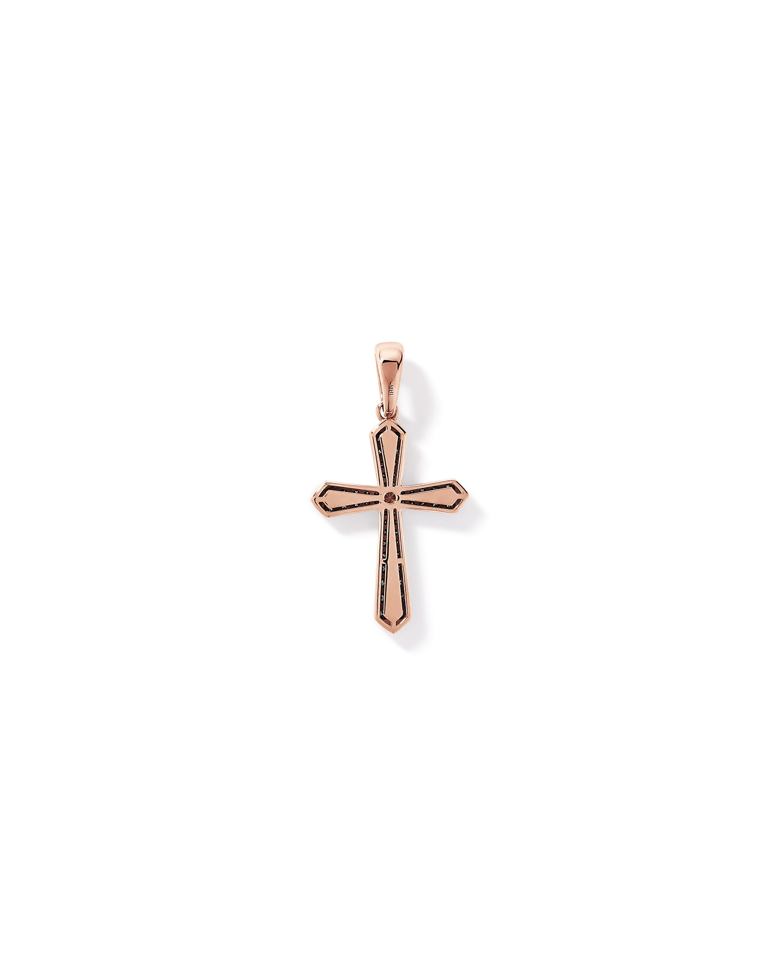 0.88 Carat TW Black Diamond Cross Pendant in 10kt Rose Gold