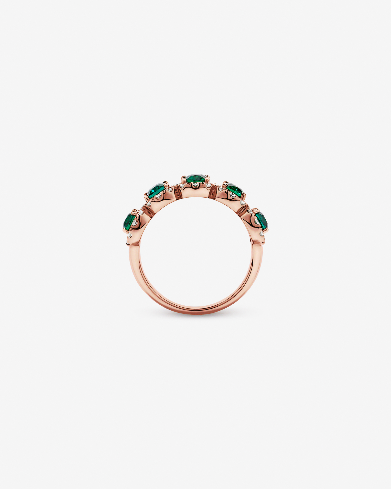 Created Emerald and 0.90 Carat TW Laboratory-Grown Diamond Ring 10kt Rose Gold