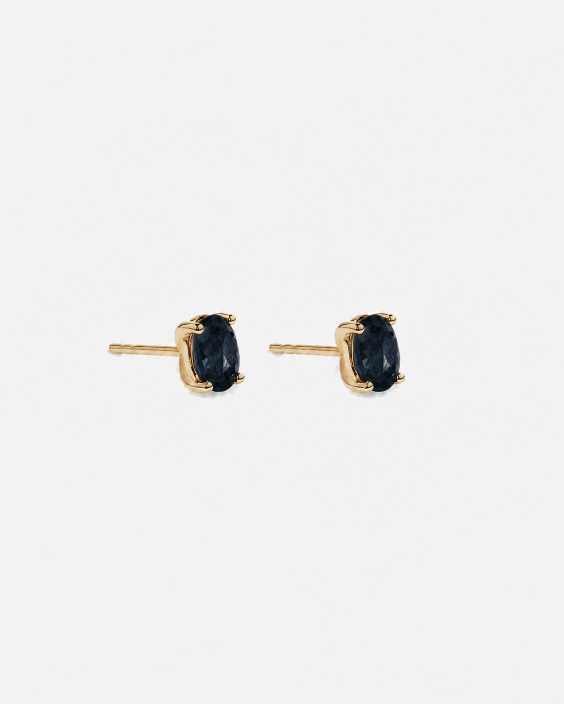 Oval London Blue Topaz Stud Earrings in 10kt Yellow Gold