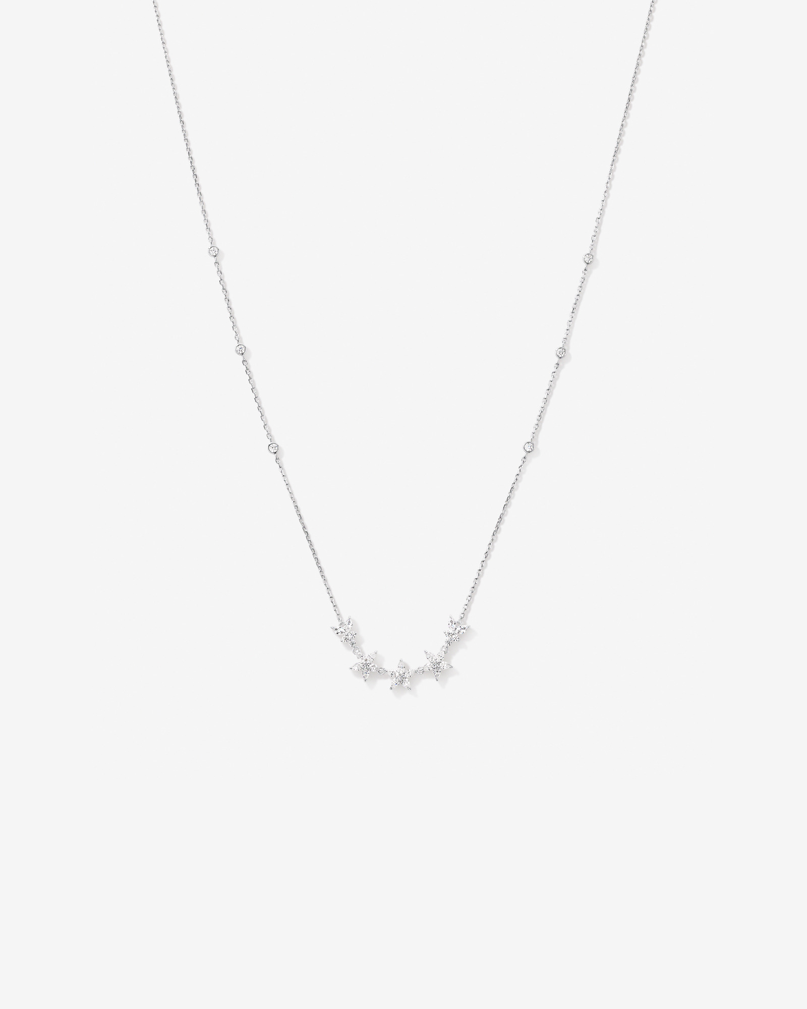 Collier floral 50 cm (19,6 po) avec zircone cubique en argent sterling