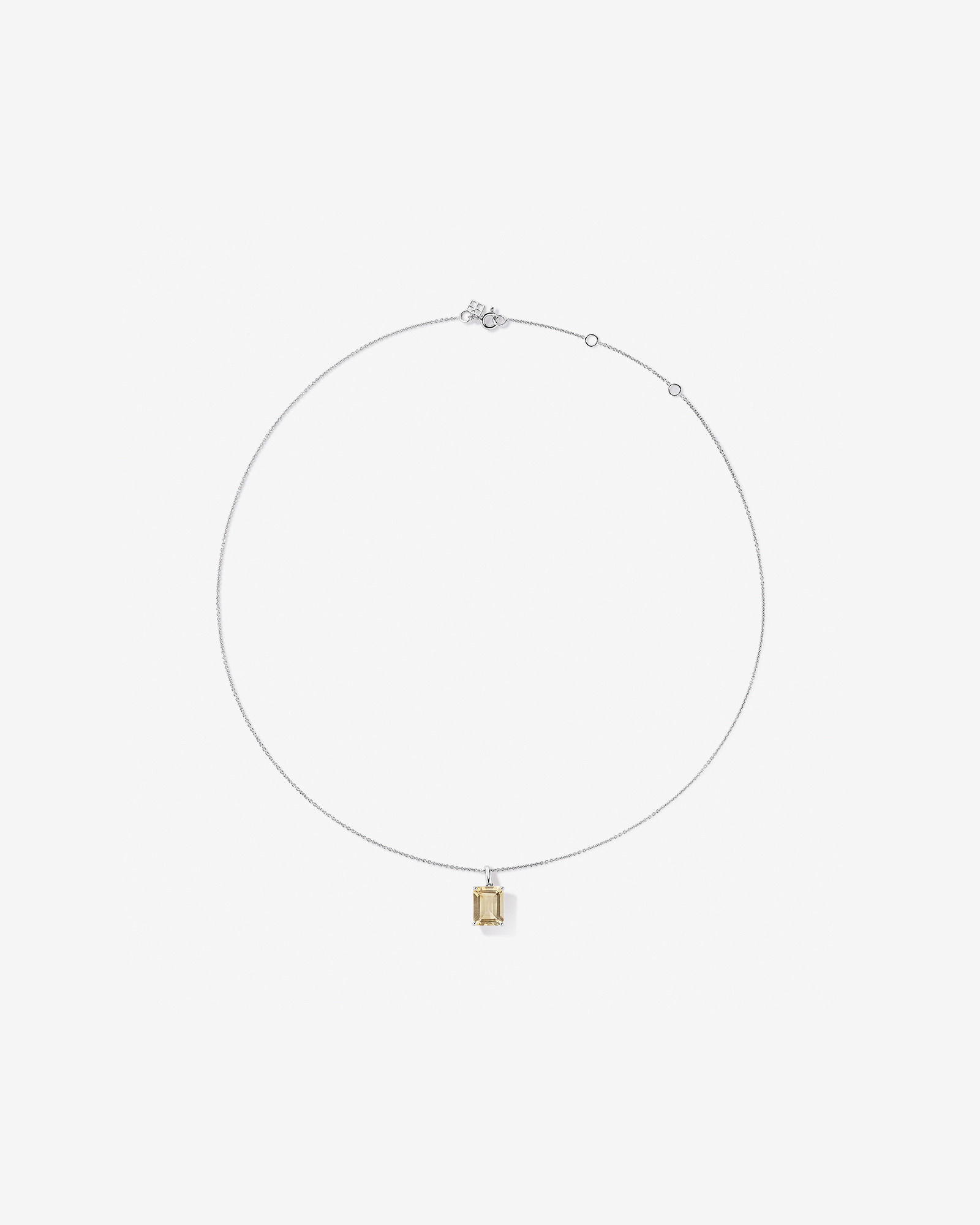 Emerald Cut Soft Champagne Citrine Pendant with Chain in Sterling Silver