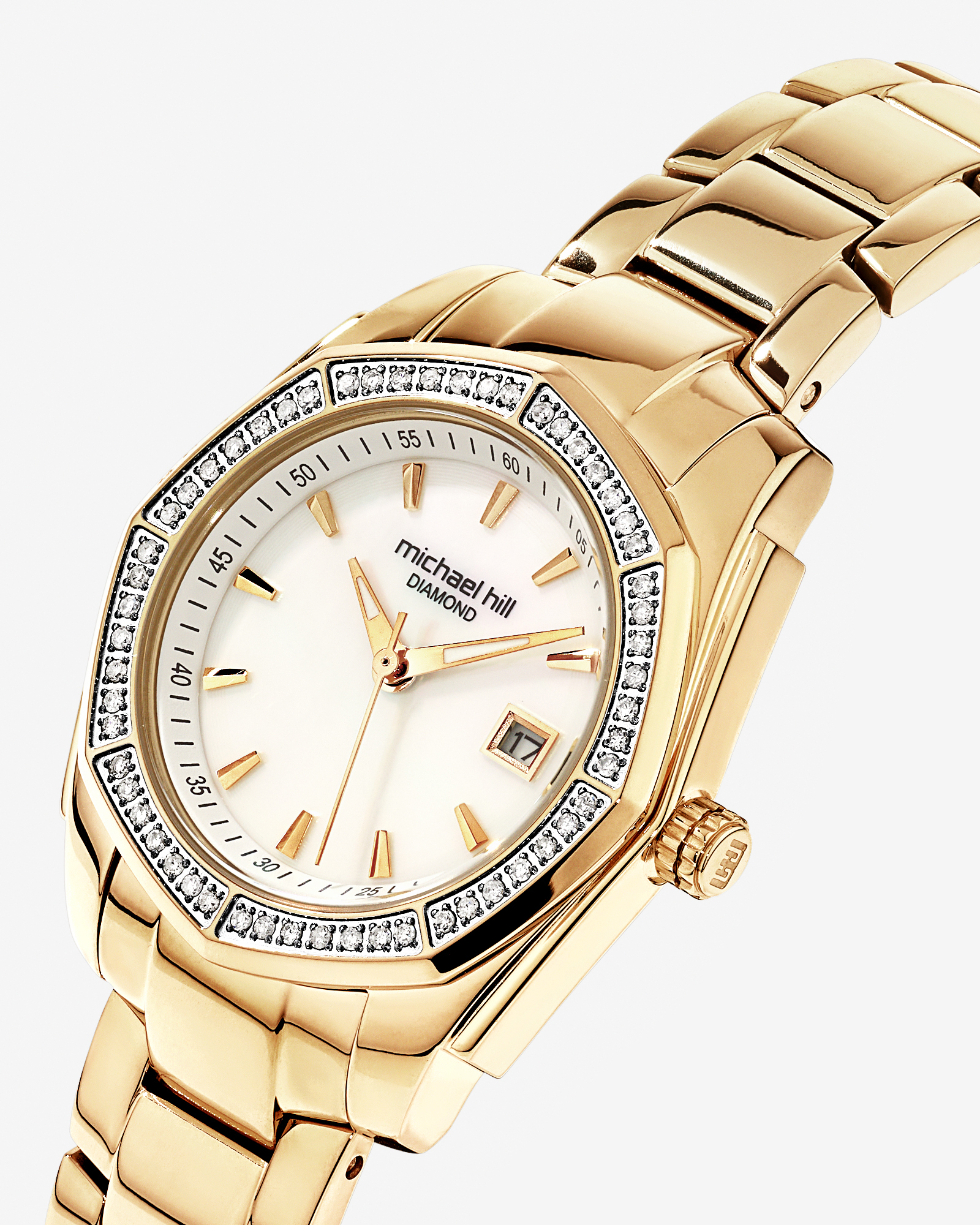 Women's Mother of Pearl Watch with 0.28 Carat TW of Diamonds in Gold Tone Stainless Steel