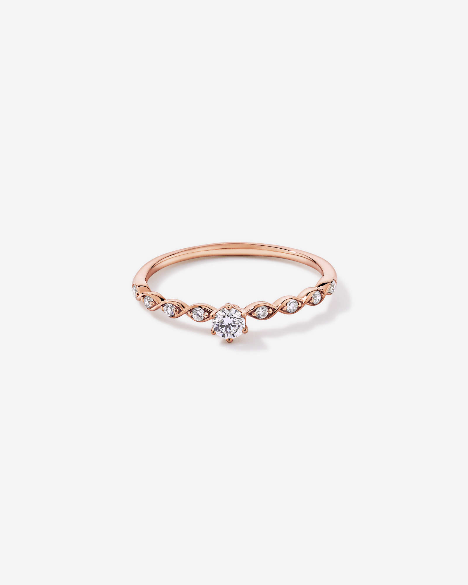 Bague de promesse en or rose 10 carats avec diamant rond brillant laboratoire (poids total 0,17 carat)