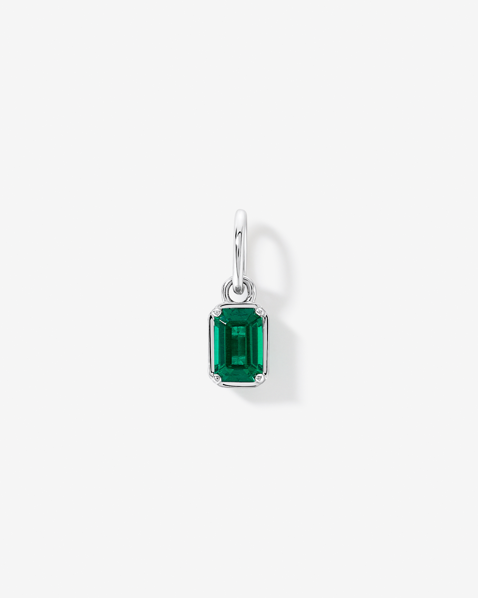 Emerald-Cut Created Emerald Pendant in Sterling Silver