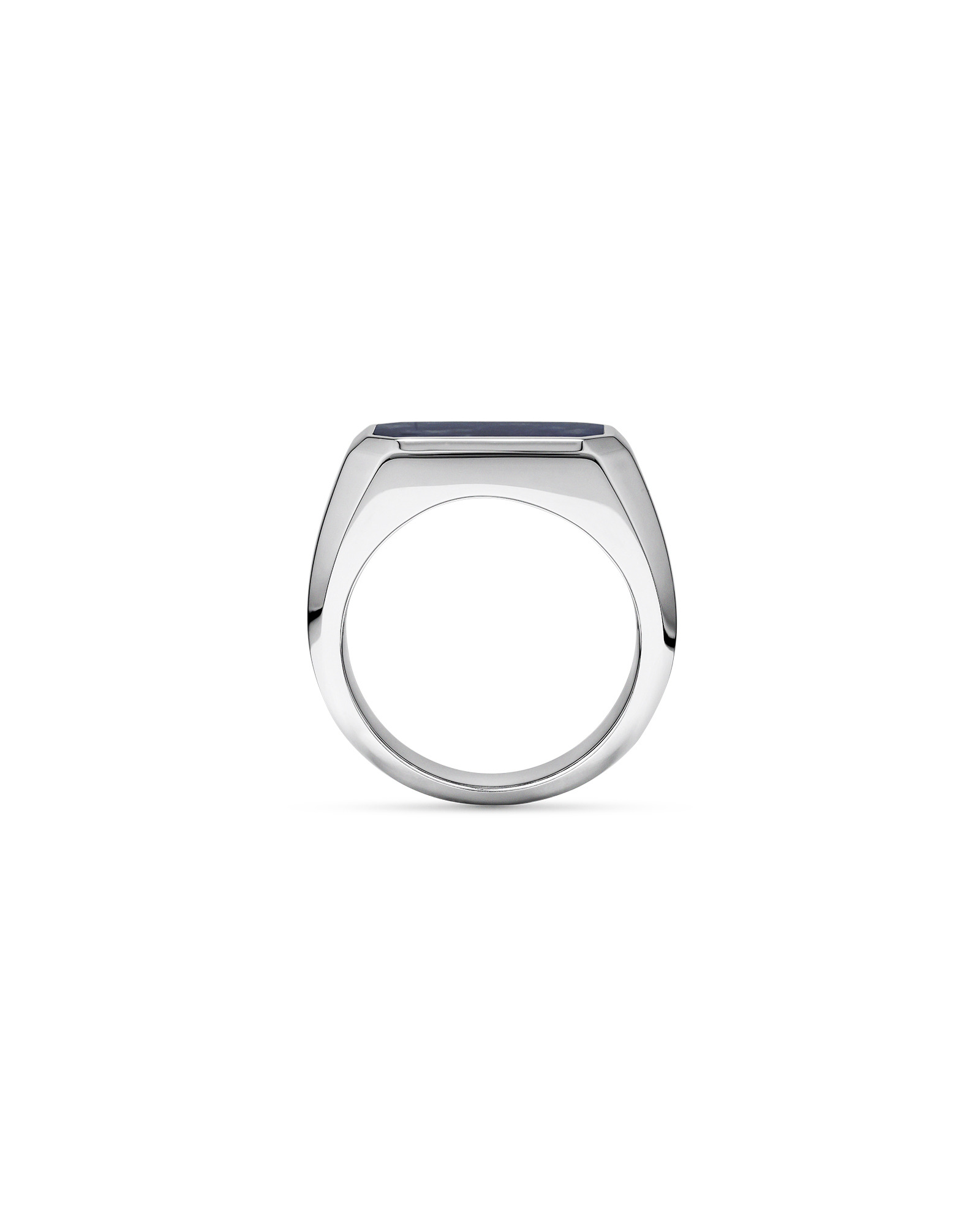 Bague chevalière rectangulaire pour homme avec pierre précieuse en sodalite bleue en argent sterling