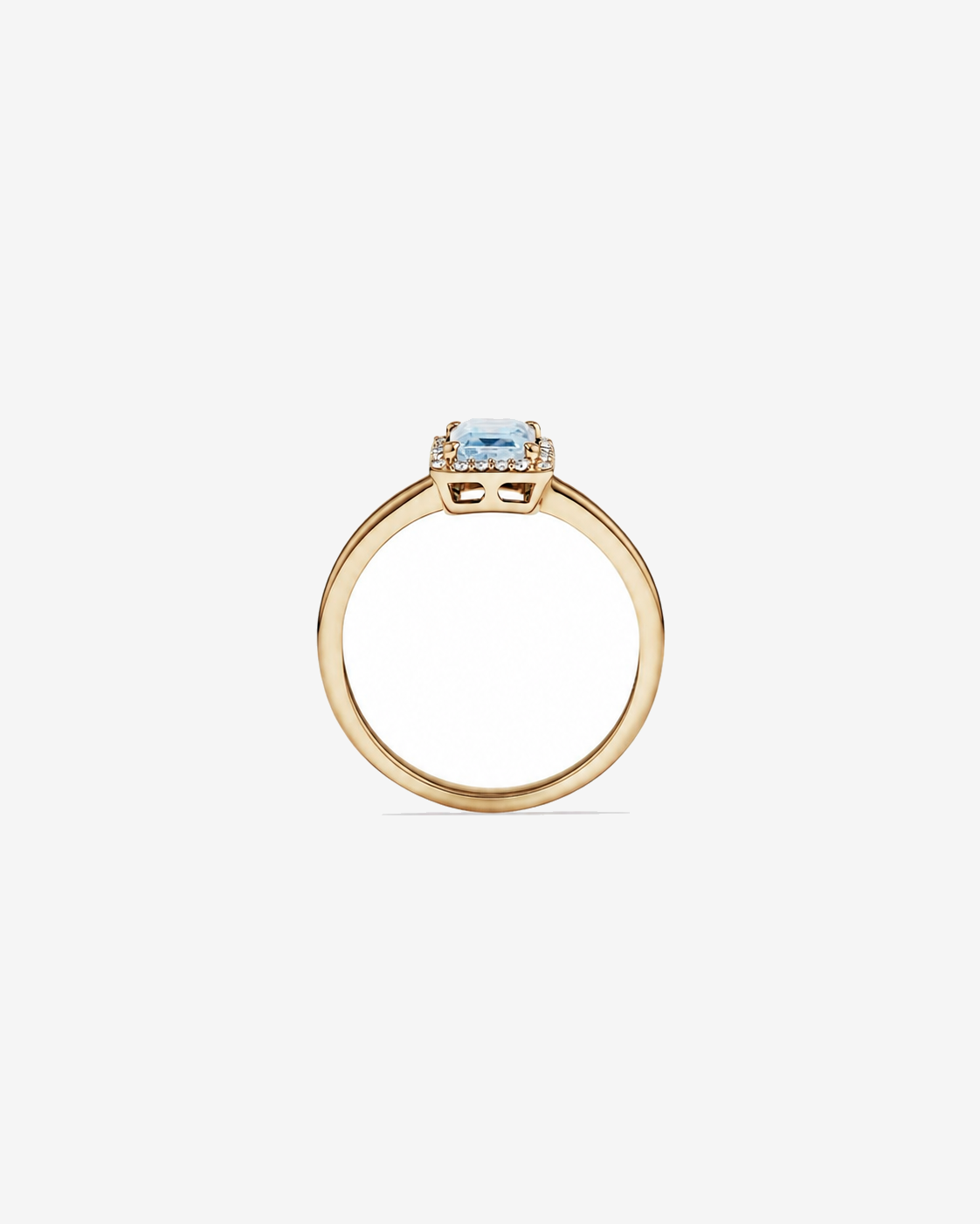 Emerald Cut Aquamarine and Diamond Halo Ring 10kt Yellow Gold