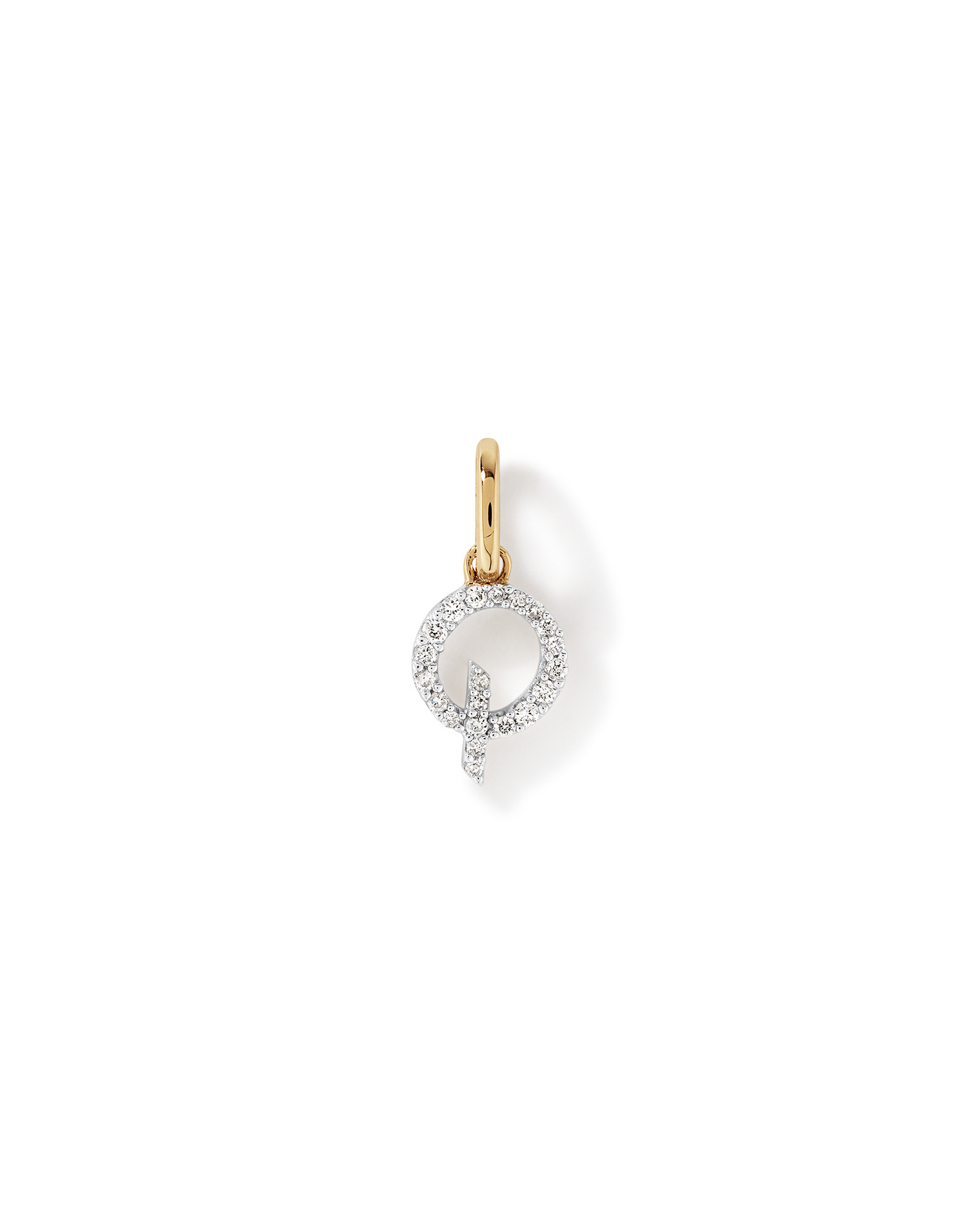 Pendentif à l’initiale de la lettre Q en diamant en or jaune 10 carats