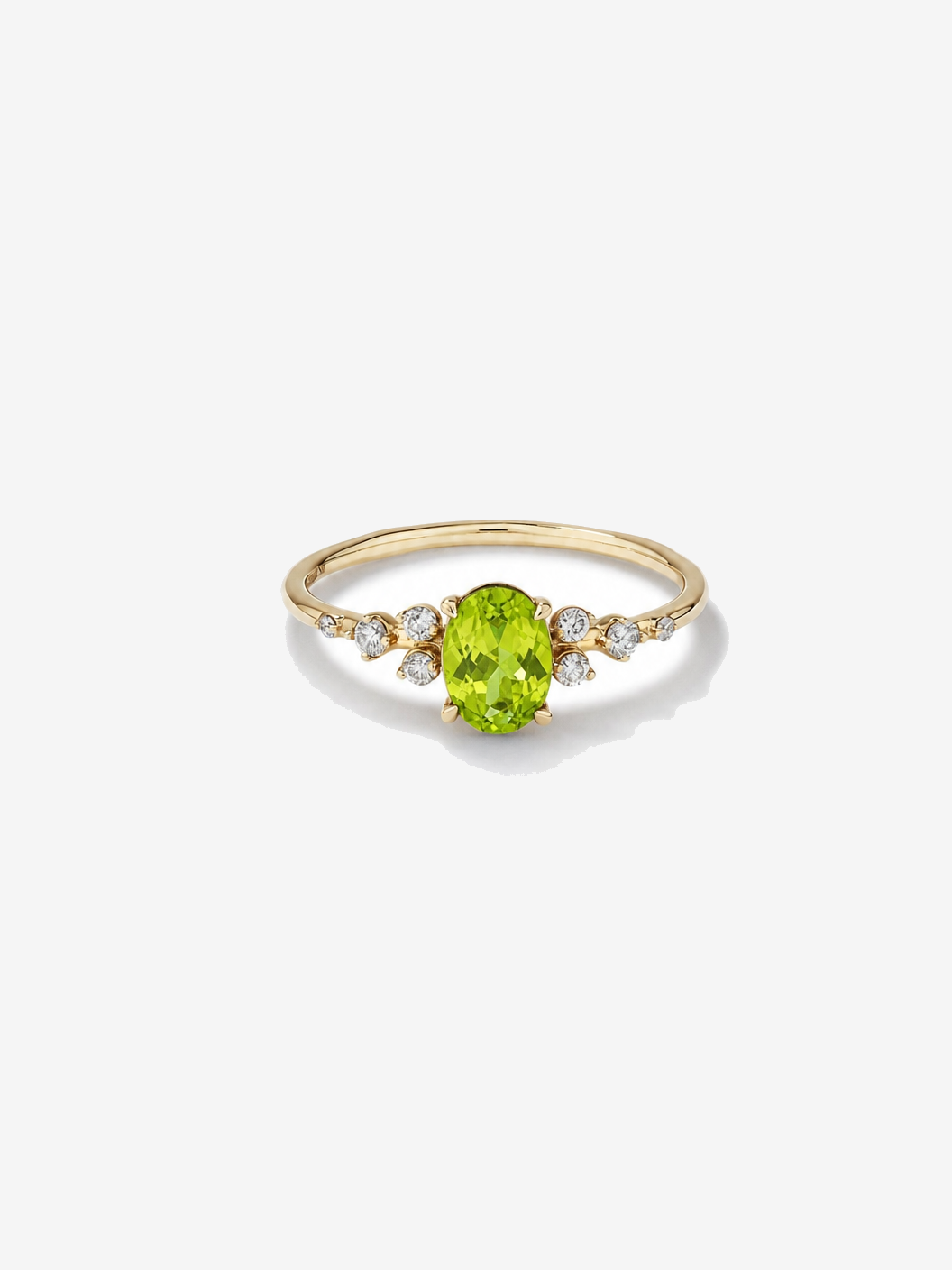 Peridot and 0.12 Carat TW Diamond Ring 10kt Yellow Gold
