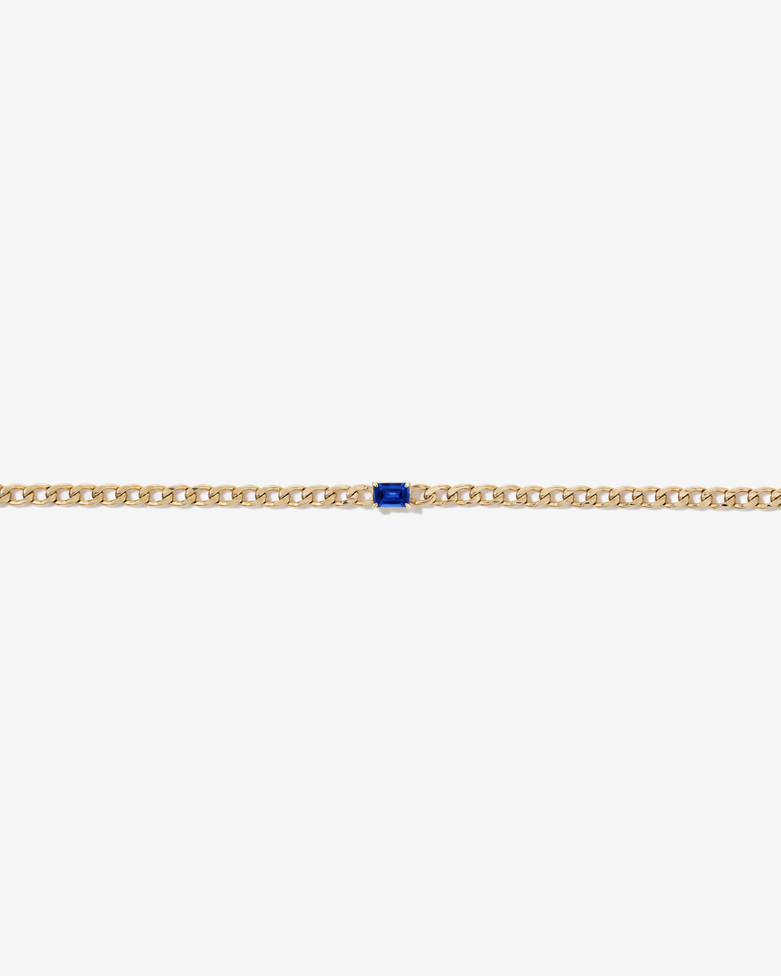 Created Sapphire Curb Link Bracelet in 10kt Yellow Gold