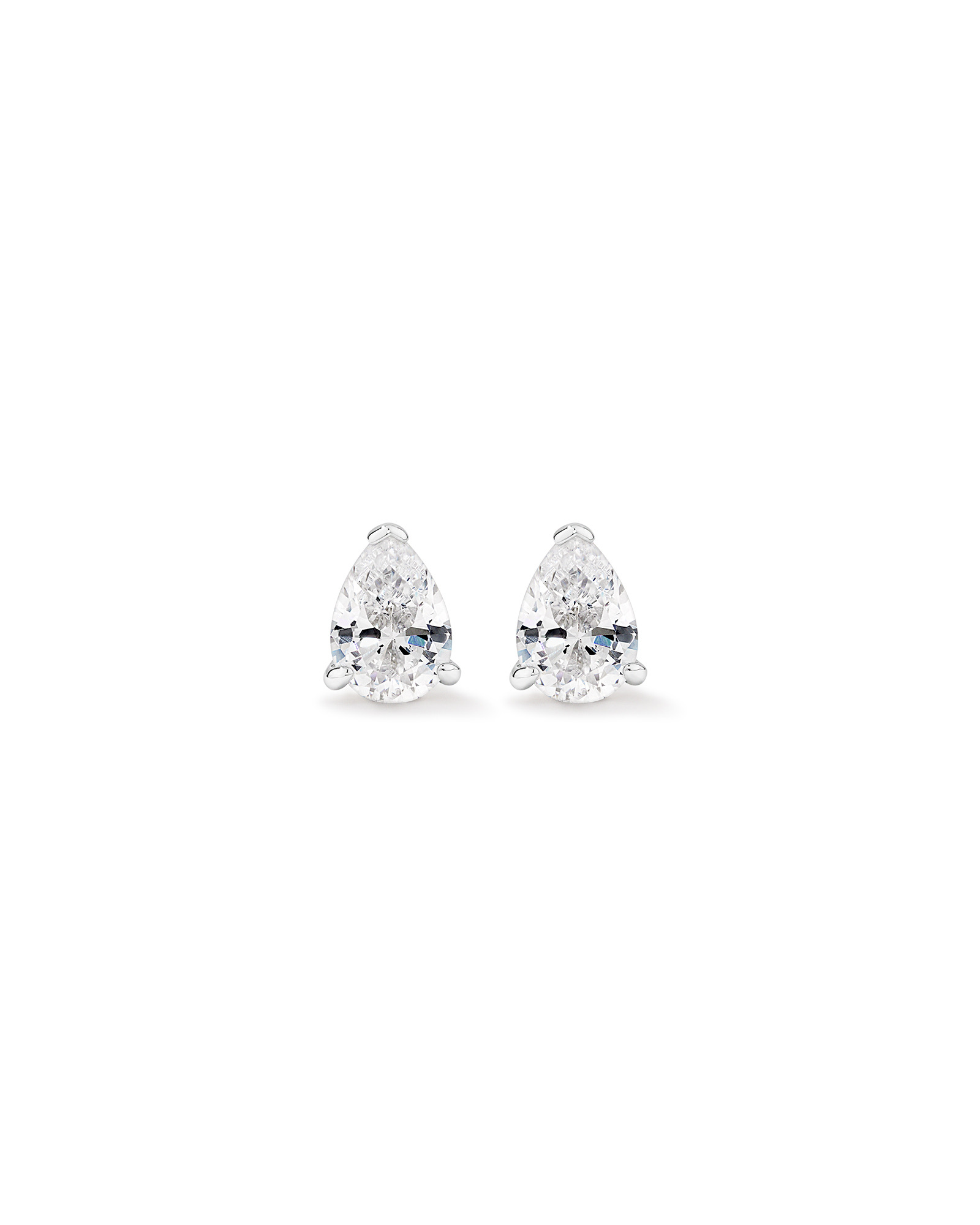 Pear Shape Cubic Zirconia Stud Earrings in Sterling Silver