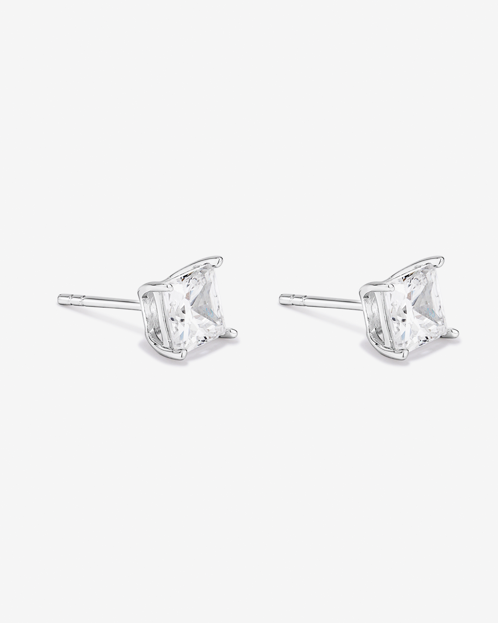 6mm Princess-Cut Cubic Zirconia Solitaire Stud Earrings in Sterling Silver