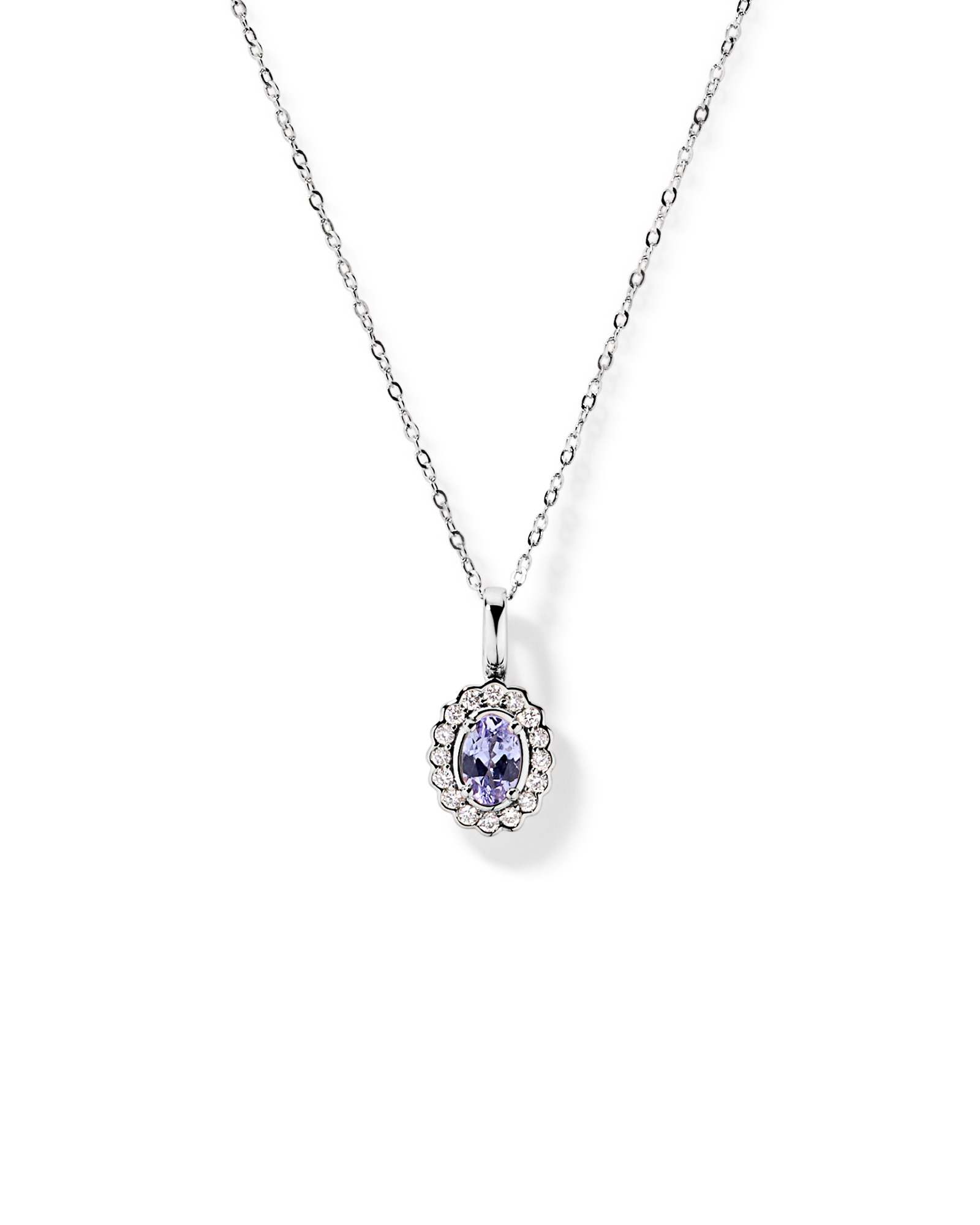 Tanzanite & 0.15TW of Diamond Halo Pendant with Chain in 10kt Gold