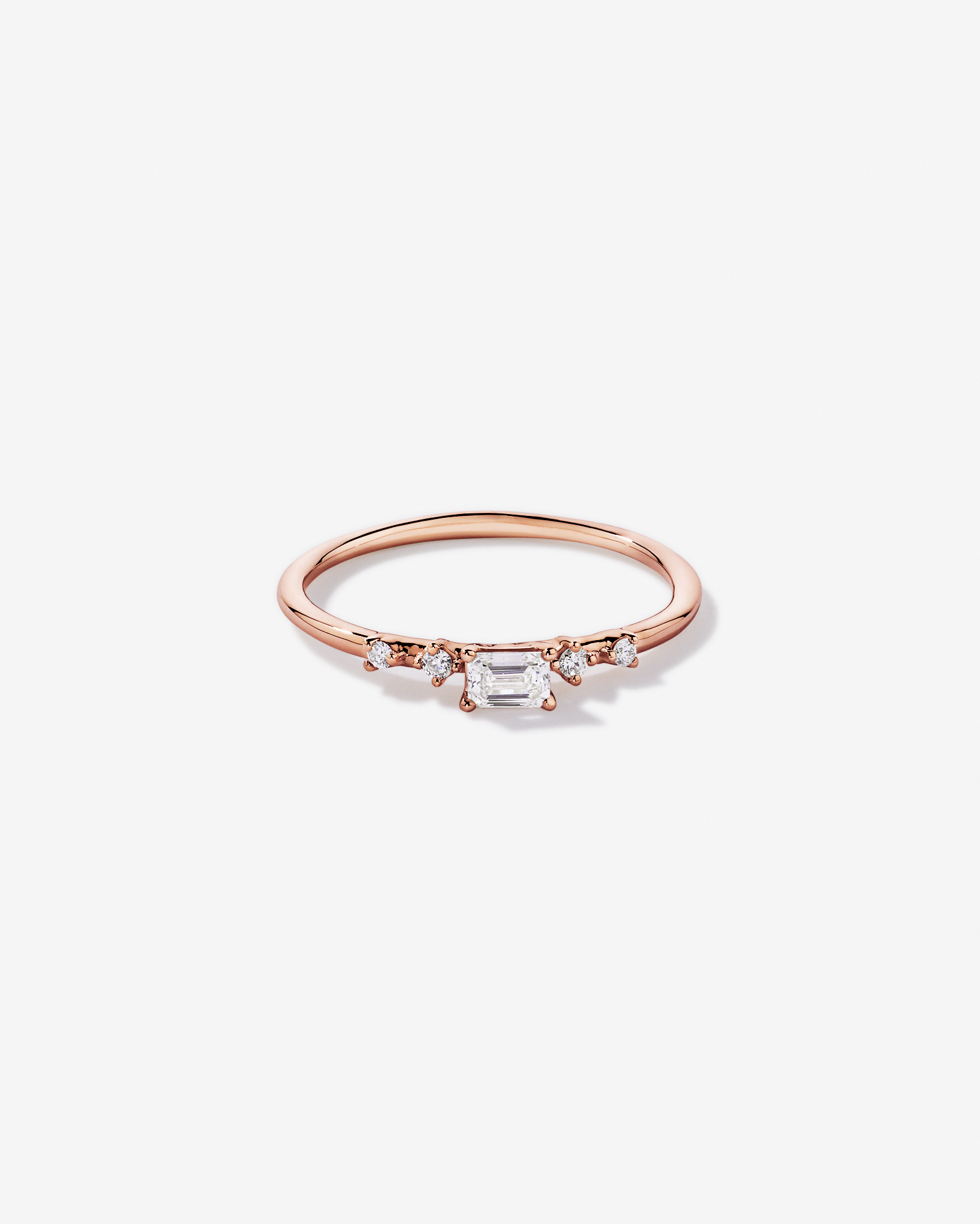 0.20TW Emerald Cut and Round Brilliant Laboratory-Grown Diamond Promise Ring 10kt Rose Gold