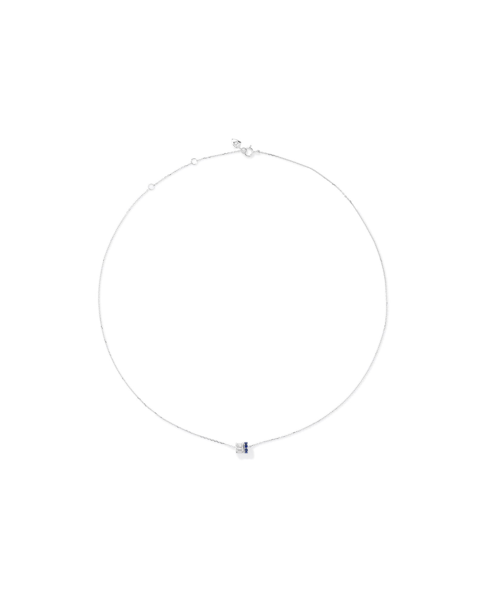 Sapphire & Diamond Dot Dash Rondell Pendant with 0.21 Carat TW in 10kt White Gold