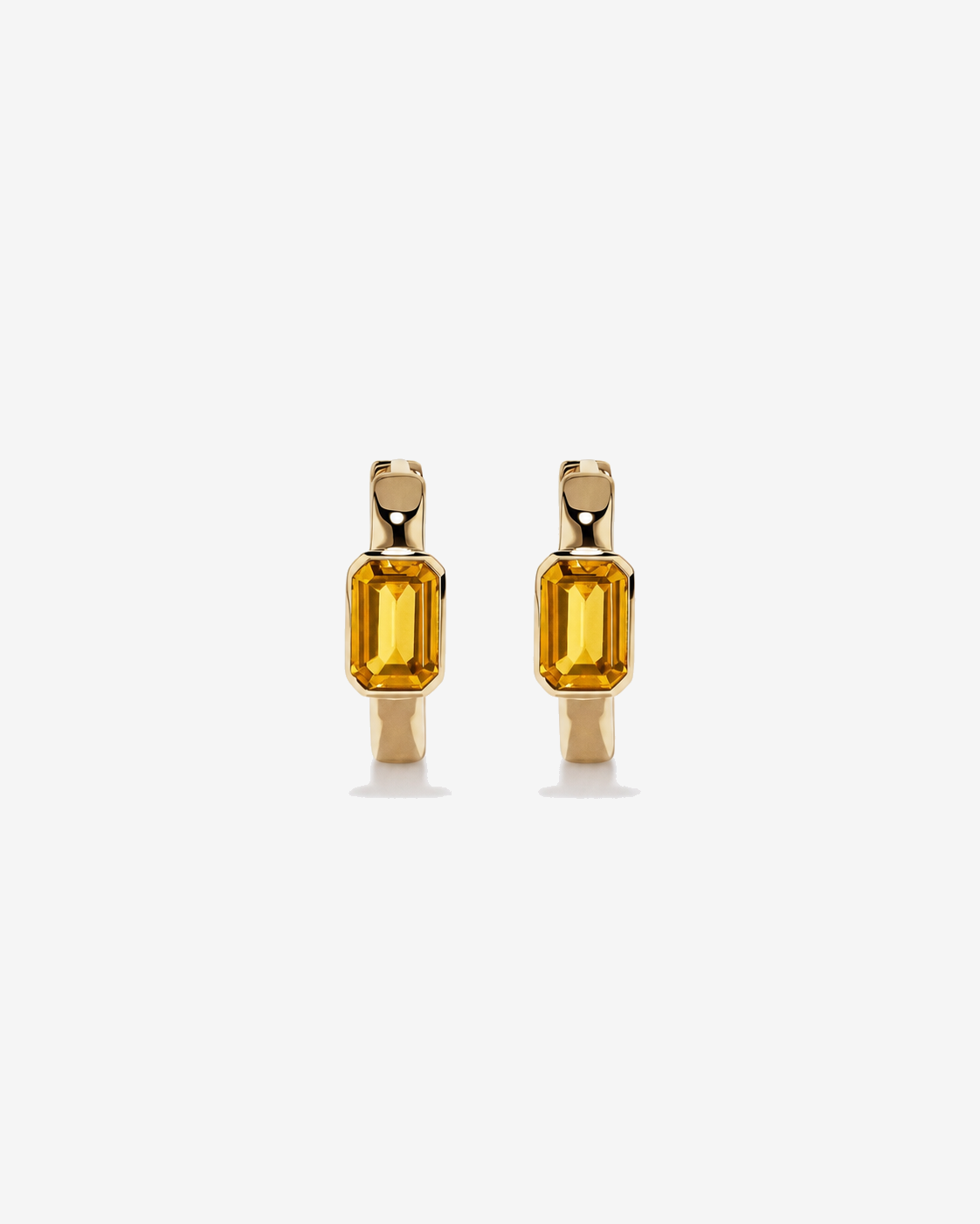 Citrine Bezel Huggie Earrings in 10kt Yellow Gold