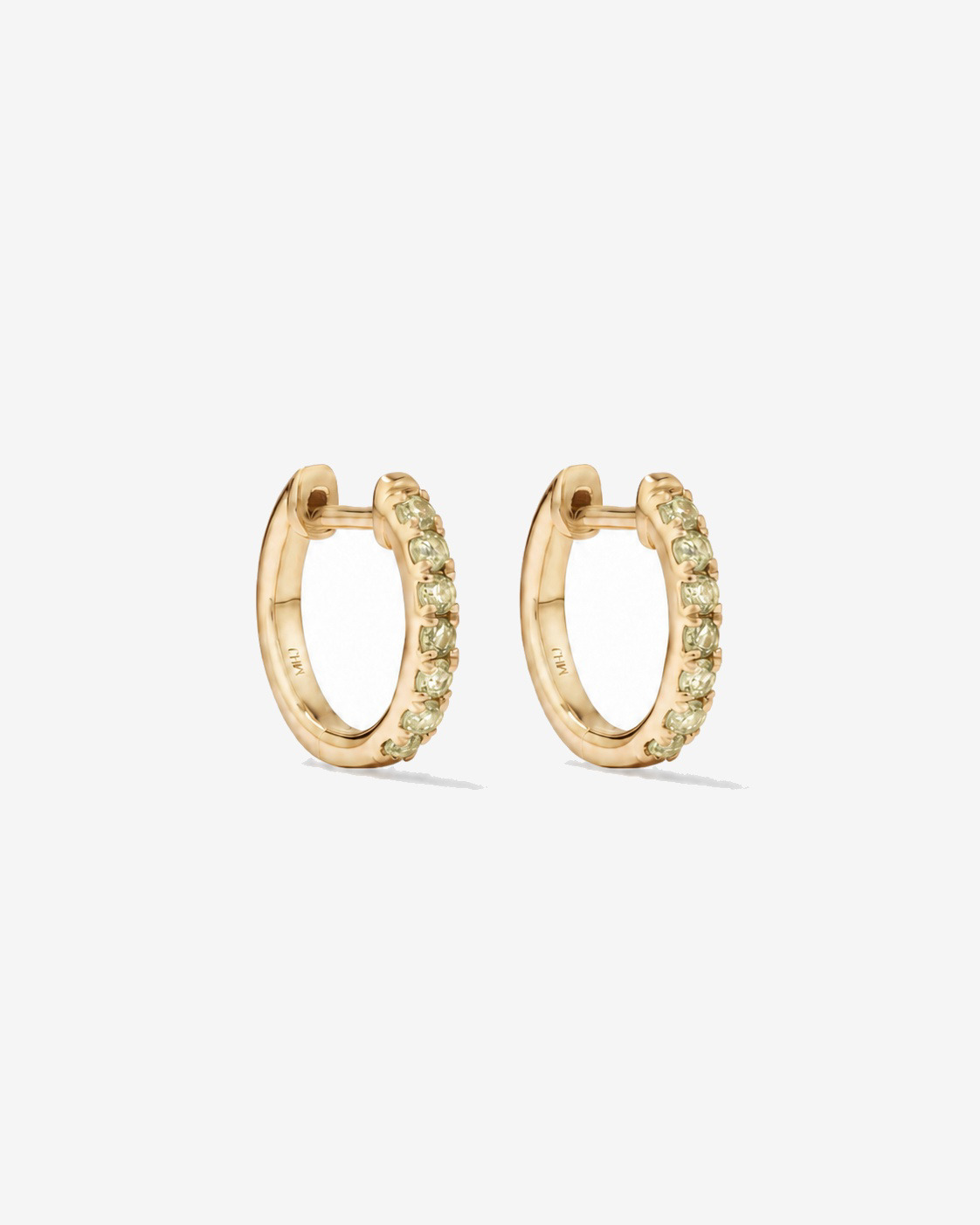 Boucles d'oreilles anneaux Péridot en or jaune 10 ct